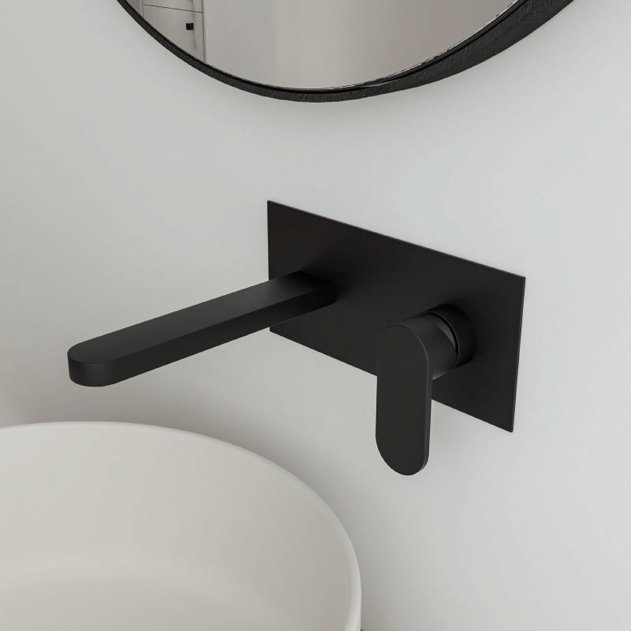 Miscelatore Lavabo a Parete Con Bocca Di Erogazione Da 18 Cm Ercos "Versilia" Nero Opaco - Dabicasa