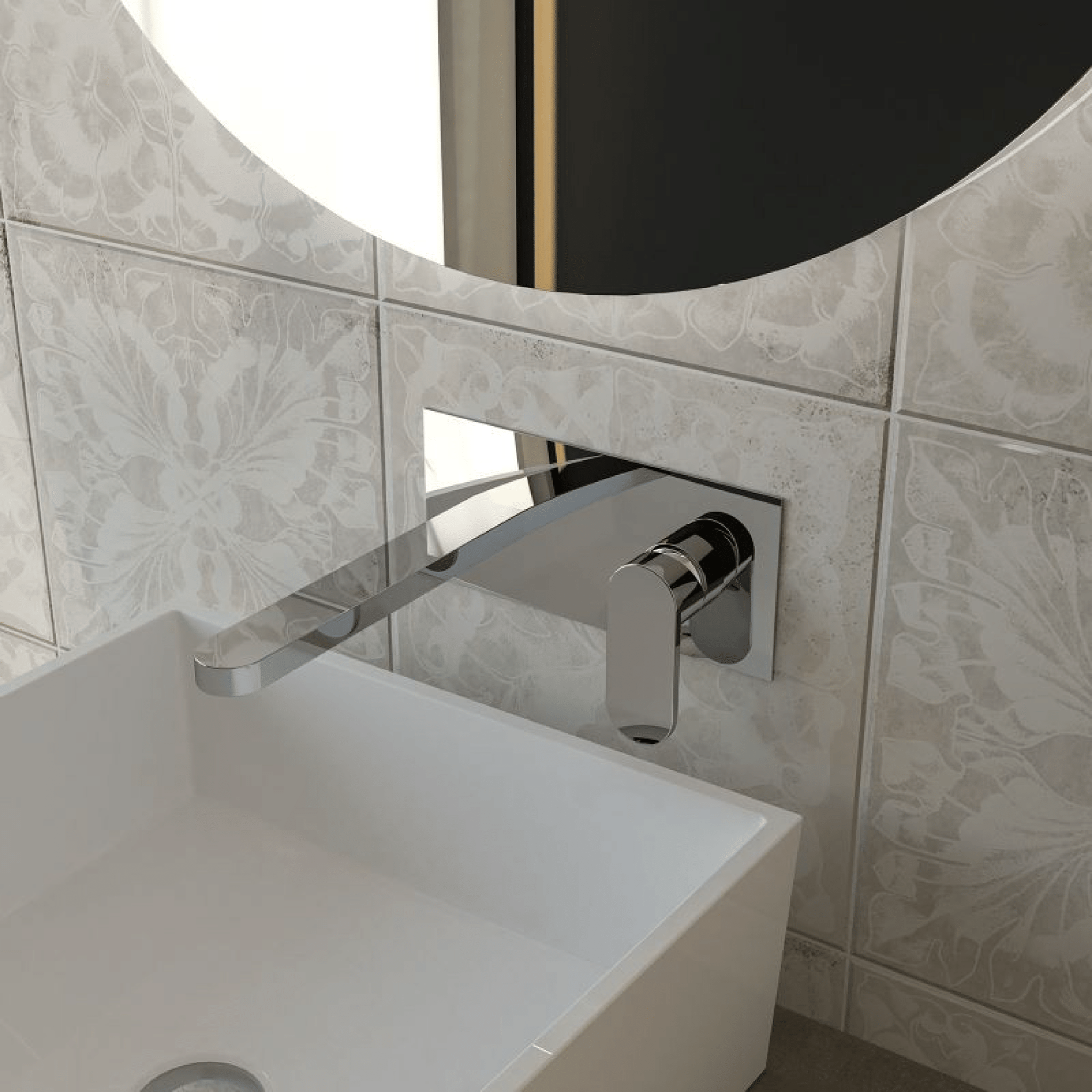 Miscelatore Lavabo a Parete Con Bocca Di Erogazione Da 22,5 Cm Ercos "Versilia" Cromo Lucido - Dabicasa