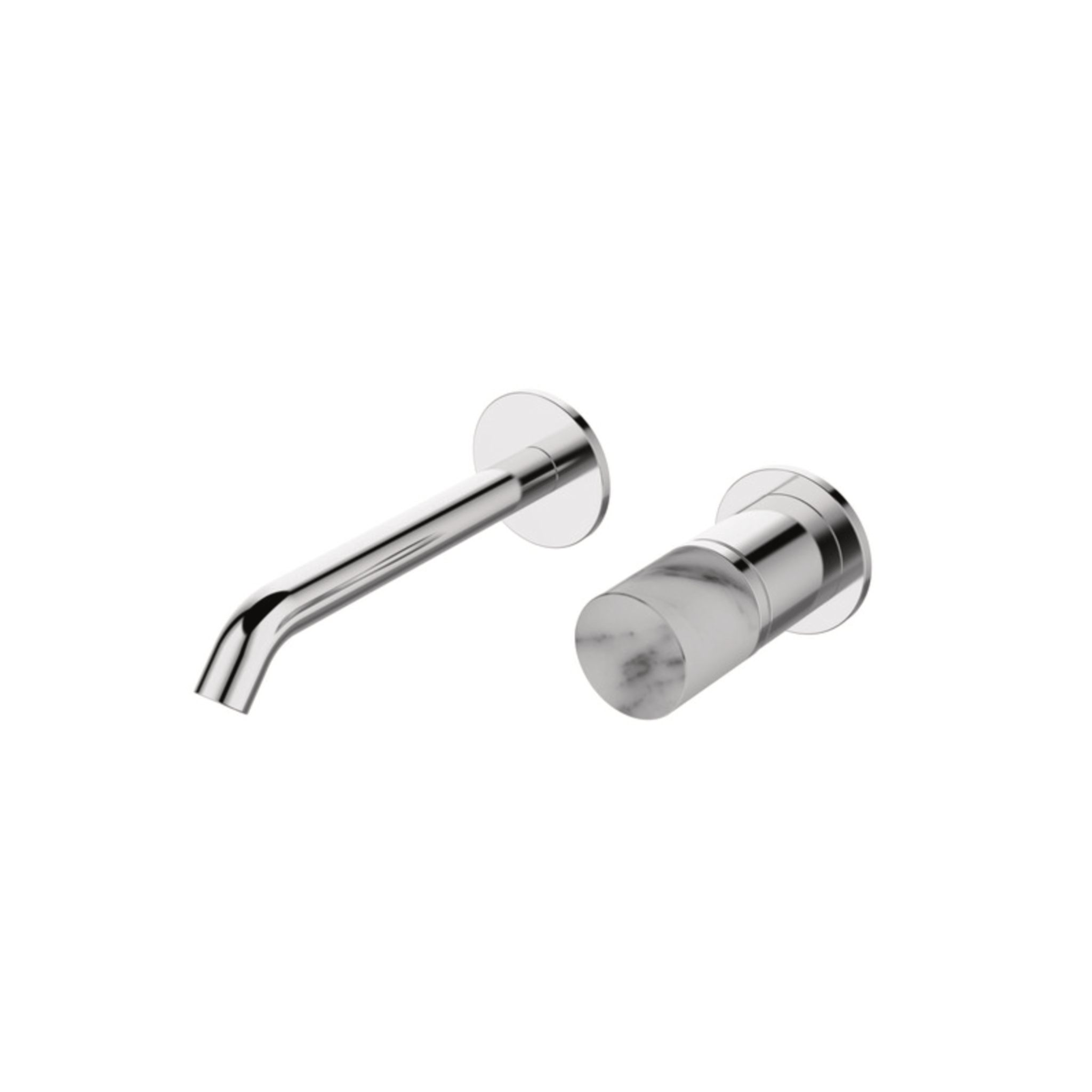 Miscelatore Lavabo a Parete Senza Piastra Bocca Di Erogazione Da 18,5 Cm Karag "Joan Marmo Bianco" Cromo Lucido/Marmo Bianco - Dabicasa
