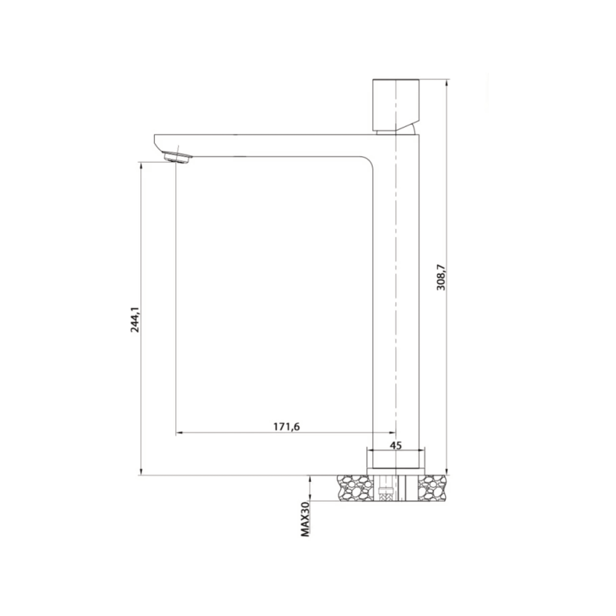 Miscelatore Lavabo Alto Completo Di Piletta Click - Clack Feridras "Lotus" Nero Opaco - Dabicasa