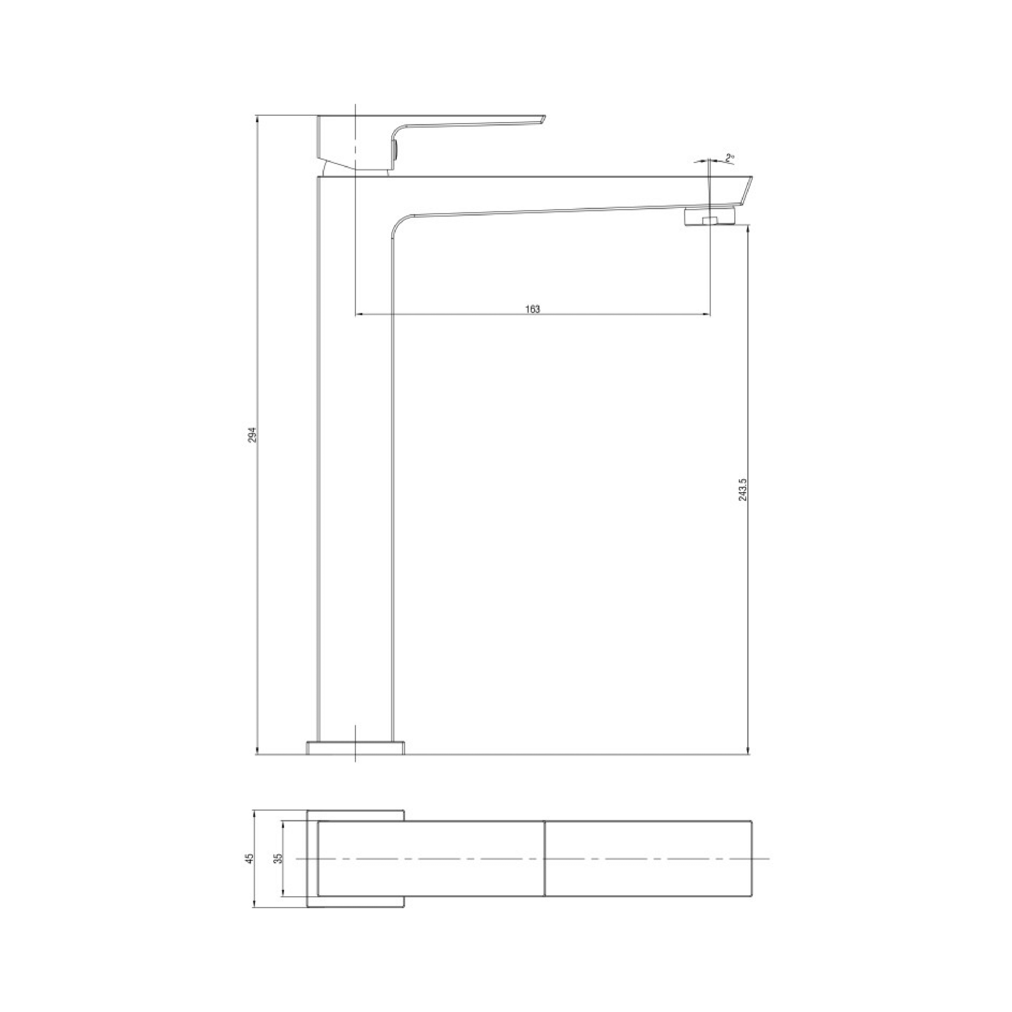 Miscelatore Lavabo Alto Completo Di Piletta Click - Clack Feridras "Quatra" Cromo Lucido - Dabicasa
