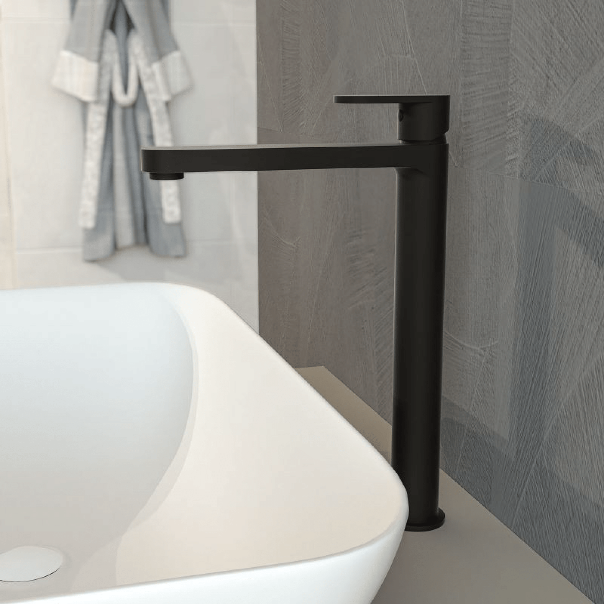 Miscelatore Lavabo Alto Senza Scarico Ercos "Versilia" Nero Opaco - Dabicasa