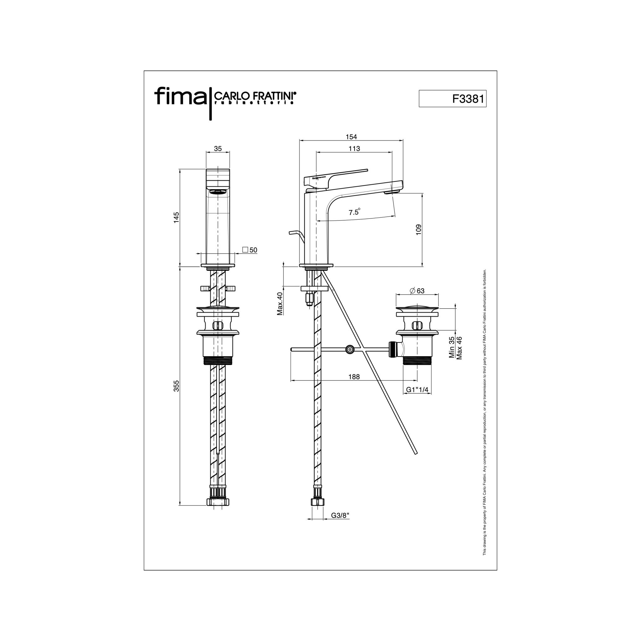 Miscelatore Lavabo Con Scarico Automatico Fima Frattini "Fit" Cromo Lucido - Dabicasa