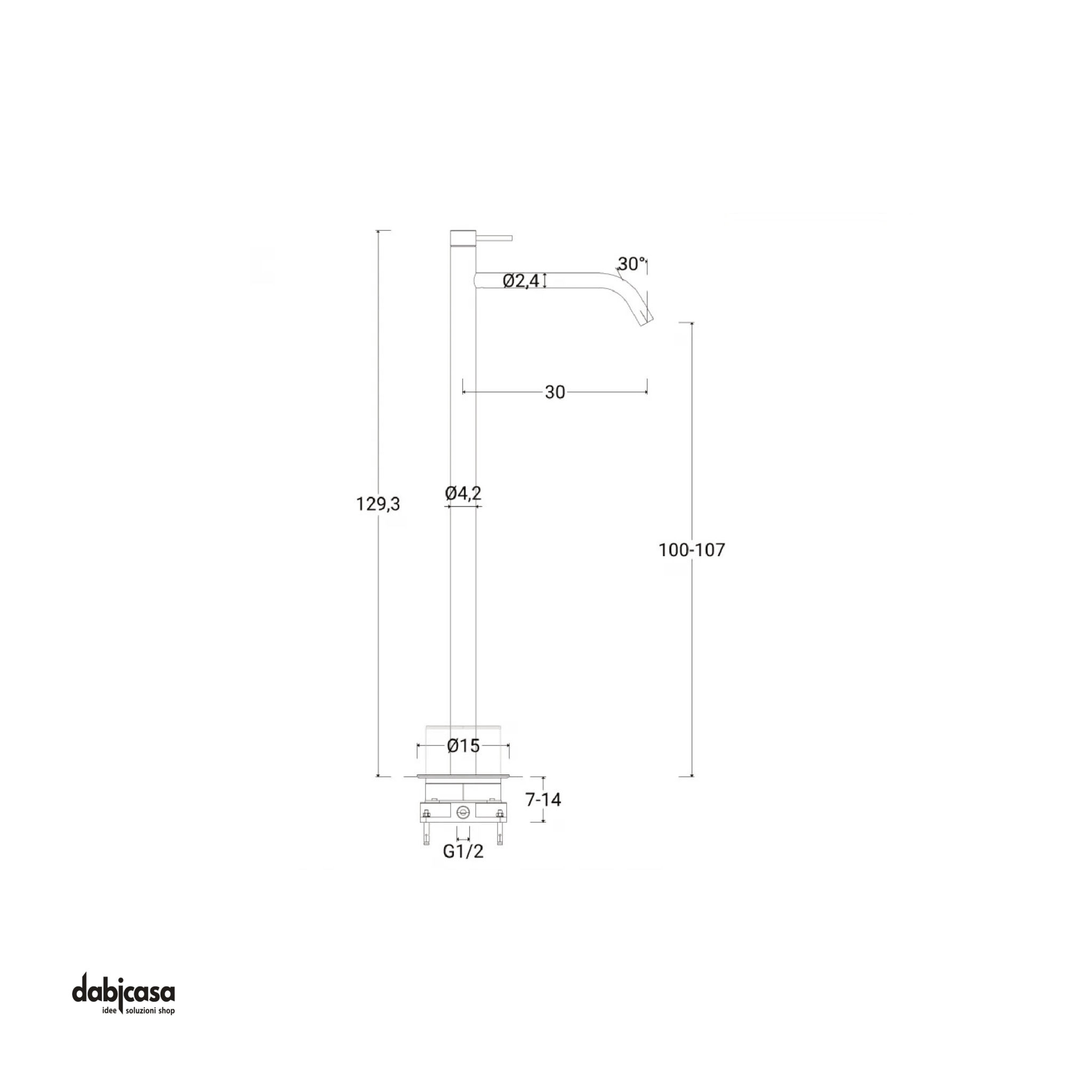 Miscelatore Lavabo Freestanding "Steel" Monocomando In Acciaio Inox 316L Spazzolato - Dabicasa