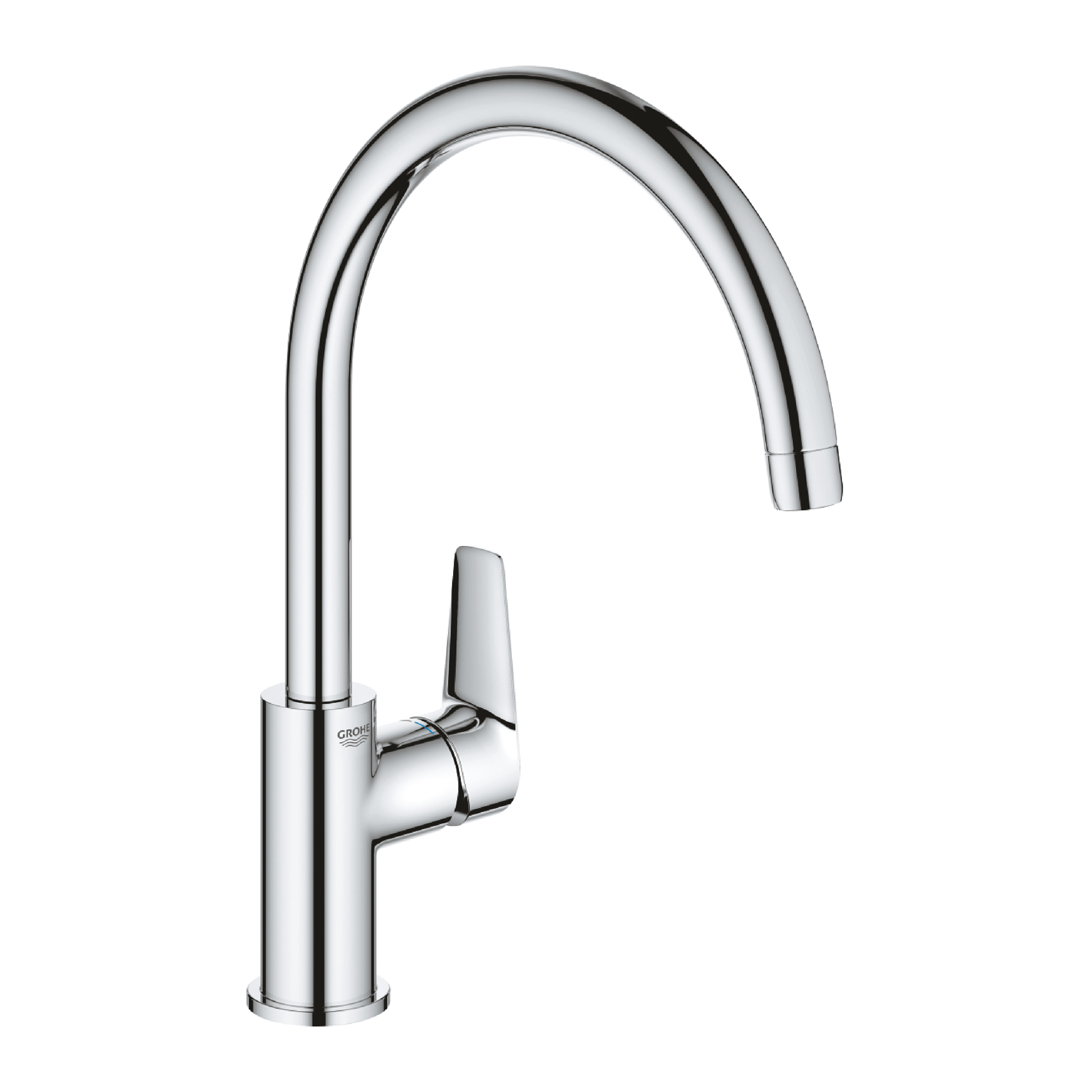 Miscelatore Lavello Monoforo Con Canna Girevole a Ponte Grohe "Bauedge" Cromo Lucido - Dabicasa