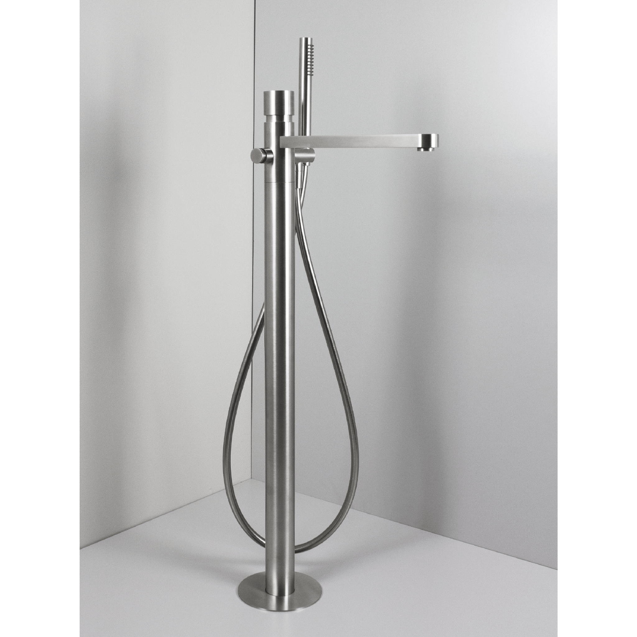 Miscelatore Monocomando Vasca a Pavimento Con Deviatore SuperInox "Axis" Inox Spazzolato - Dabicasa