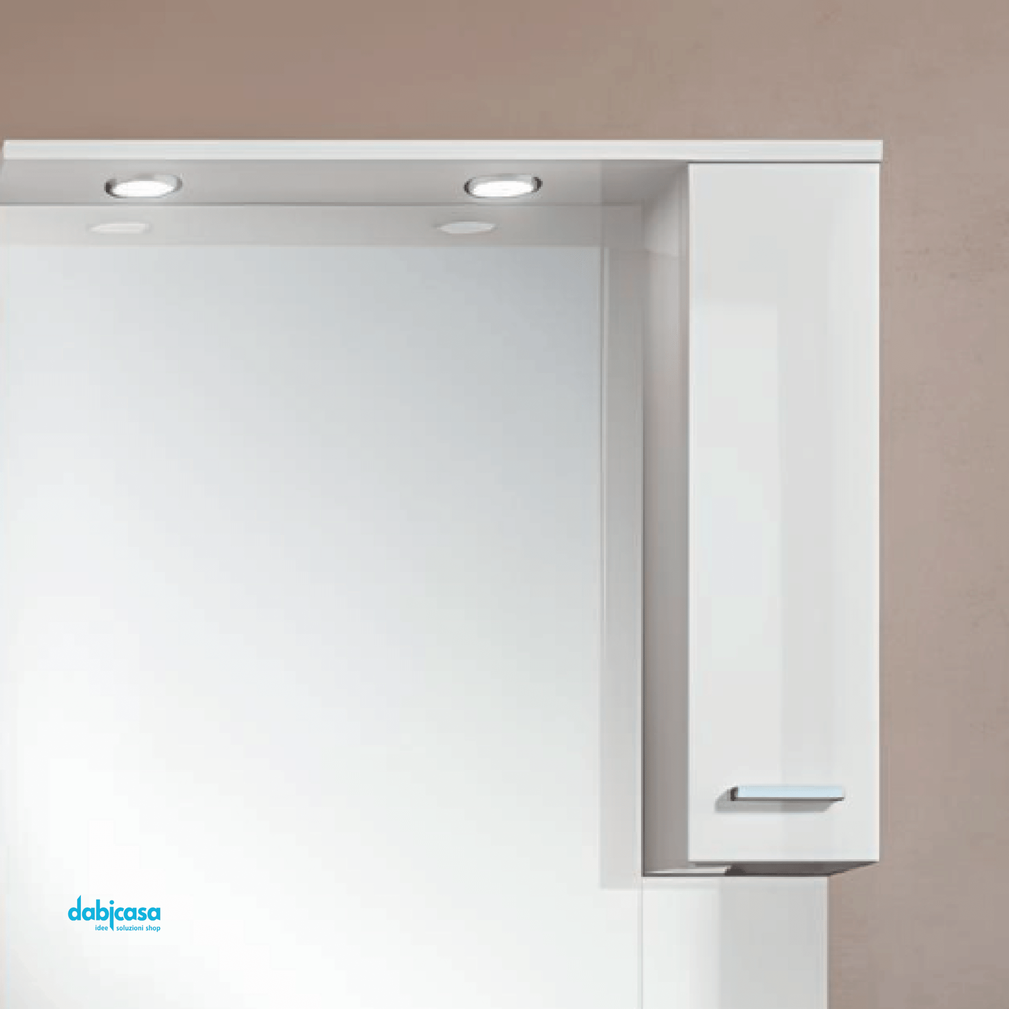 Mobile Bagno A Terra "Classica" Da 105 Cm Composto Da Due Ante E Tre Cassetti Lavabo E Specchio Con Faretti Led Finitura Bianco Lucido - Dabicasa