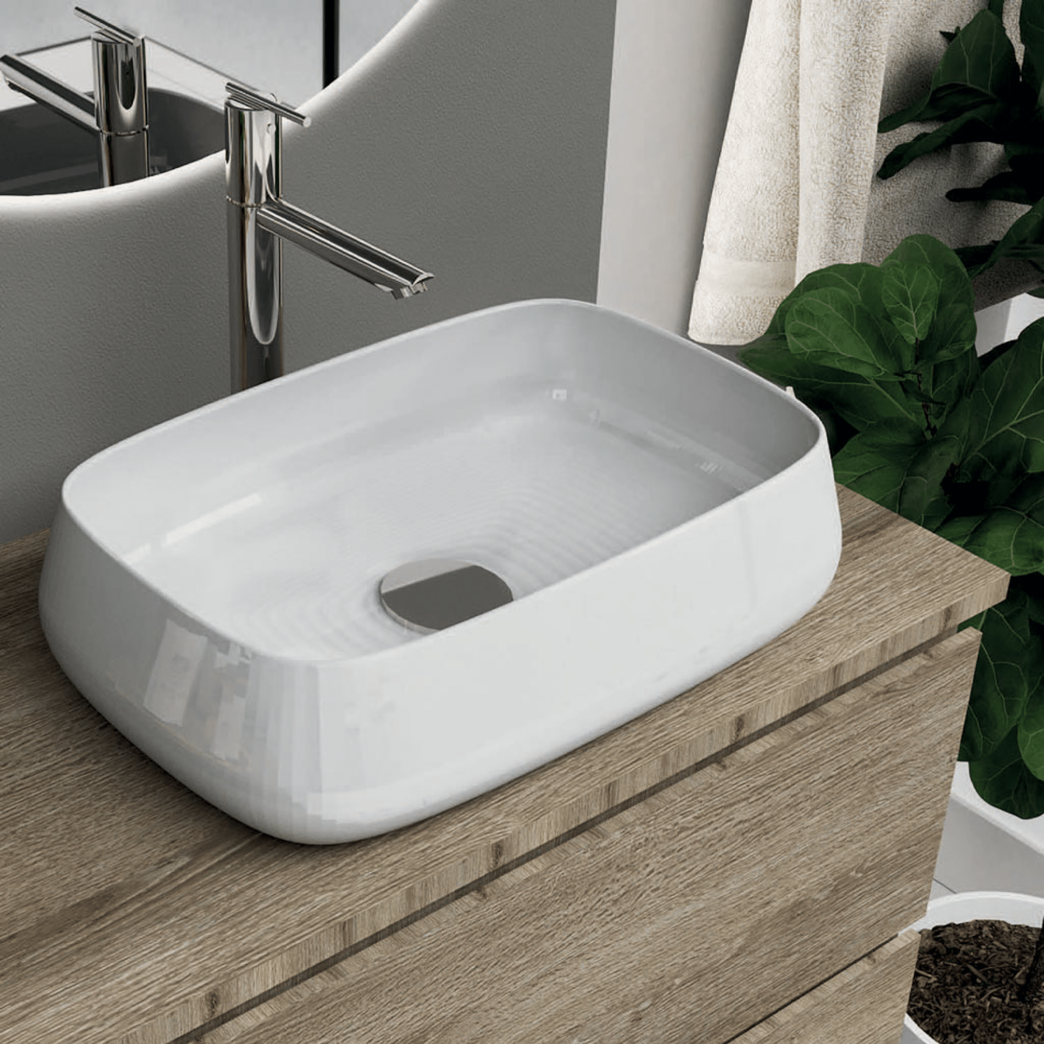 Mobile Bagno Sospeso 120 Cm Quattro Cassetti Specchi Con Illuminazione Led Esseci Arredo Bagno "Vulcano" - Dabicasa