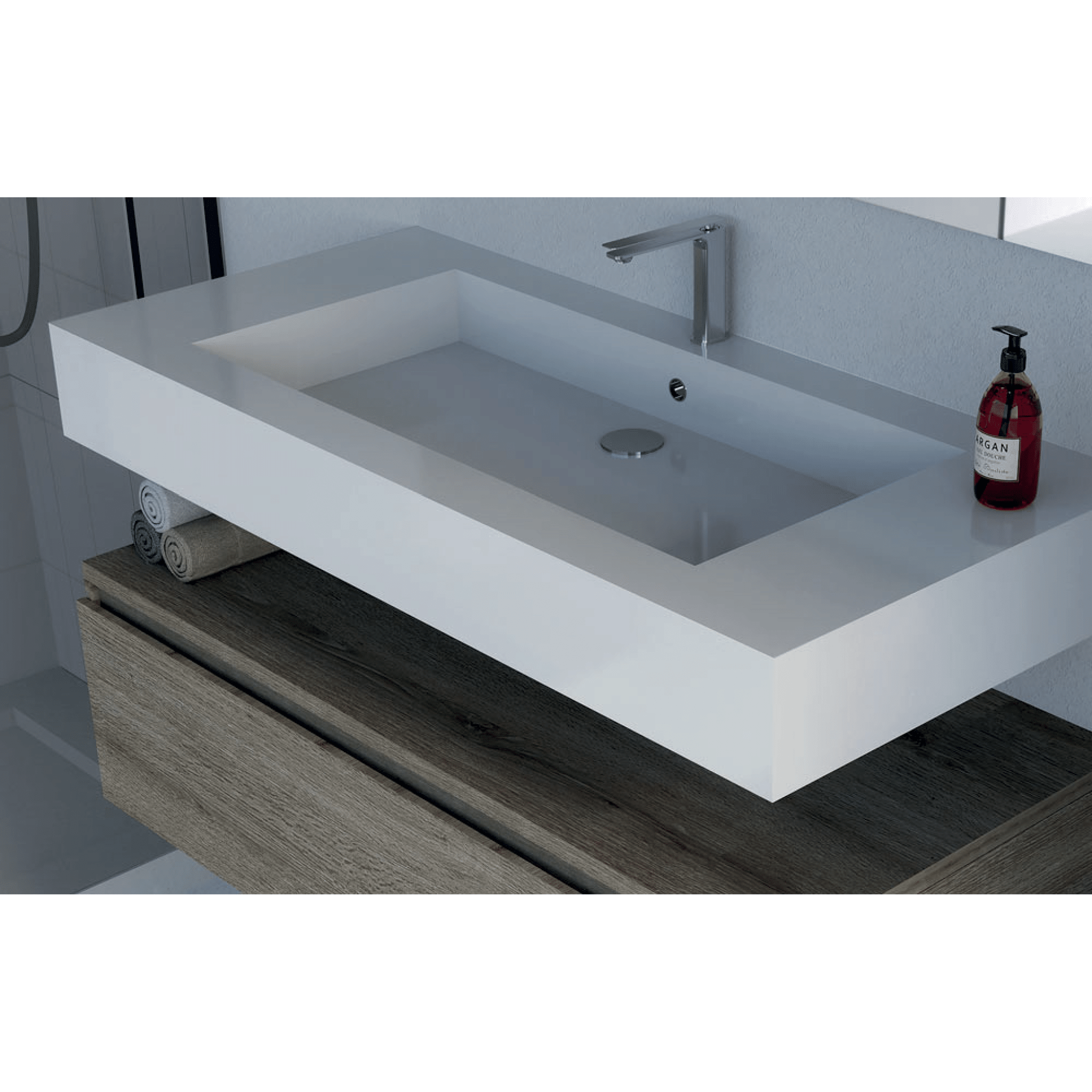 Mobile Bagno Sospeso 120 Cm Un Cassetto Specchio Con Illuminazione Led Esseci Arredo Bagno "Alba" - Dabicasa