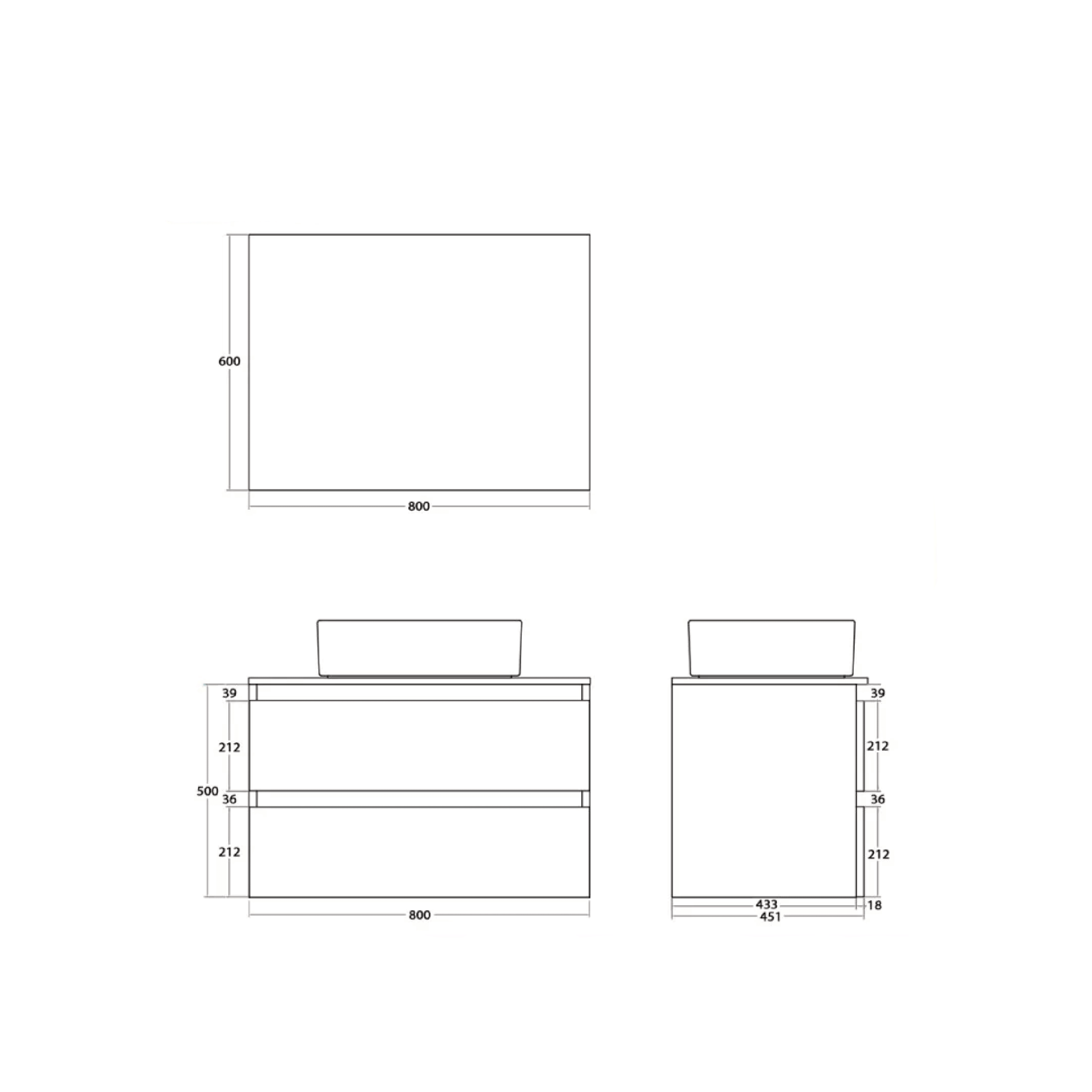 Mobile Bagno Sospeso 80 Cm Due Cassetti Specchio Feridras "Revital" Ossido Grigio/Noce Canaletto - Dabicasa