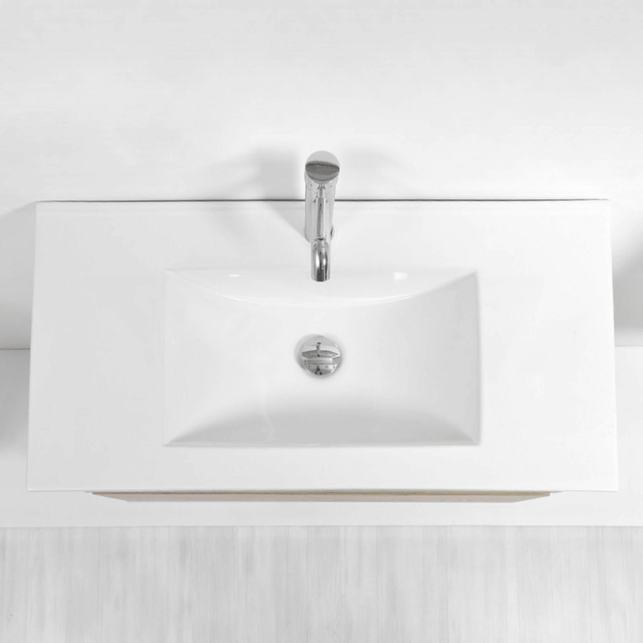 Mobile Bagno Sospeso 90 Cm Due Cassetti Specchio Feridras "Fabula" Bianco/Rovere Di Bordeaux - Dabicasa