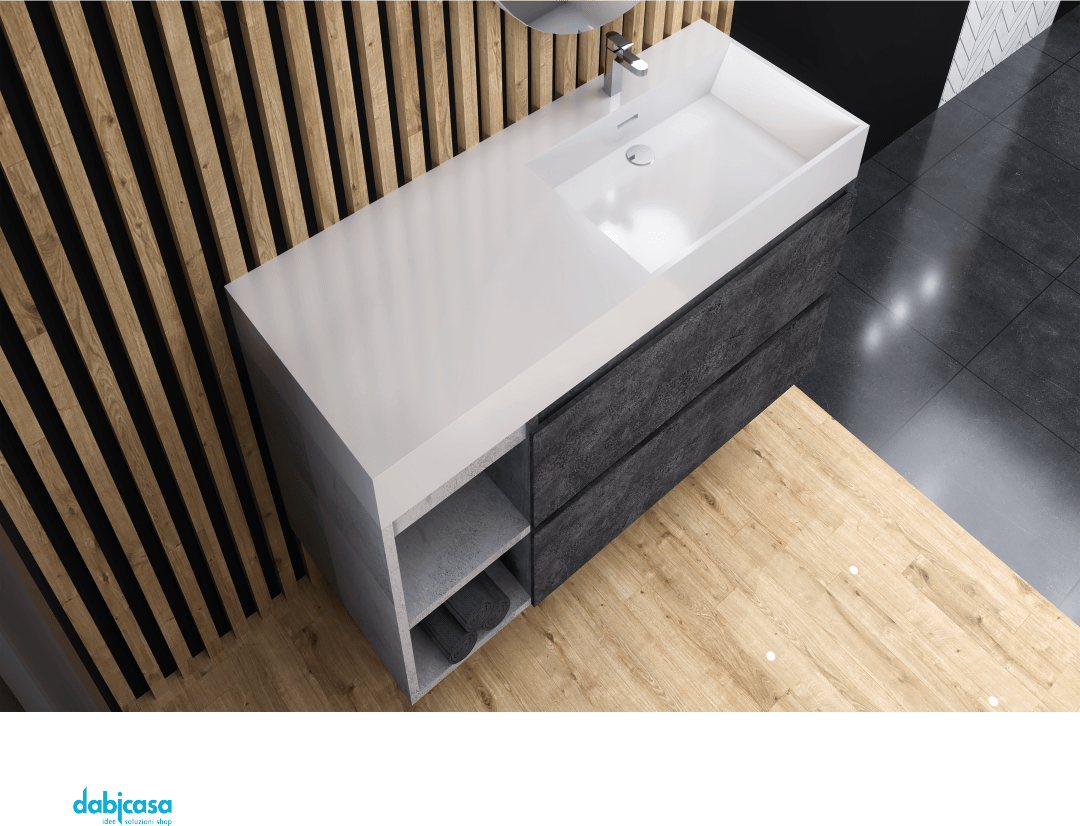 Mobile Bagno Sospeso "Elite" Da 120 Cm Composto Da Due Cassetti Ed Un Vano a Giorno Lavabo E Specchio - Dabicasa