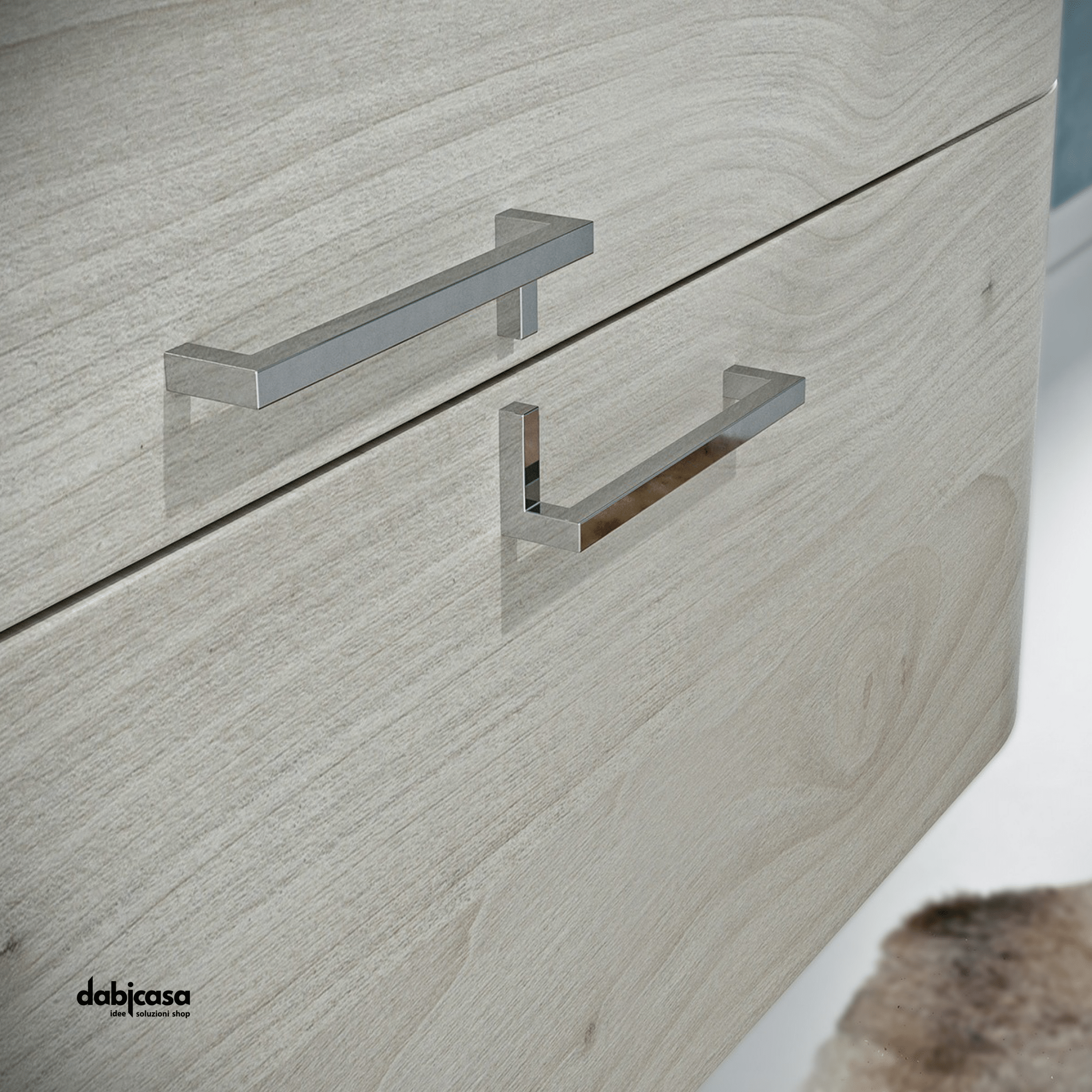 Mobile Bagno Sospeso "Geos" Da 100 Cm Composto Da Due Cassetti Lavabo E Specchio Finitura Legno Nordico - Dabicasa