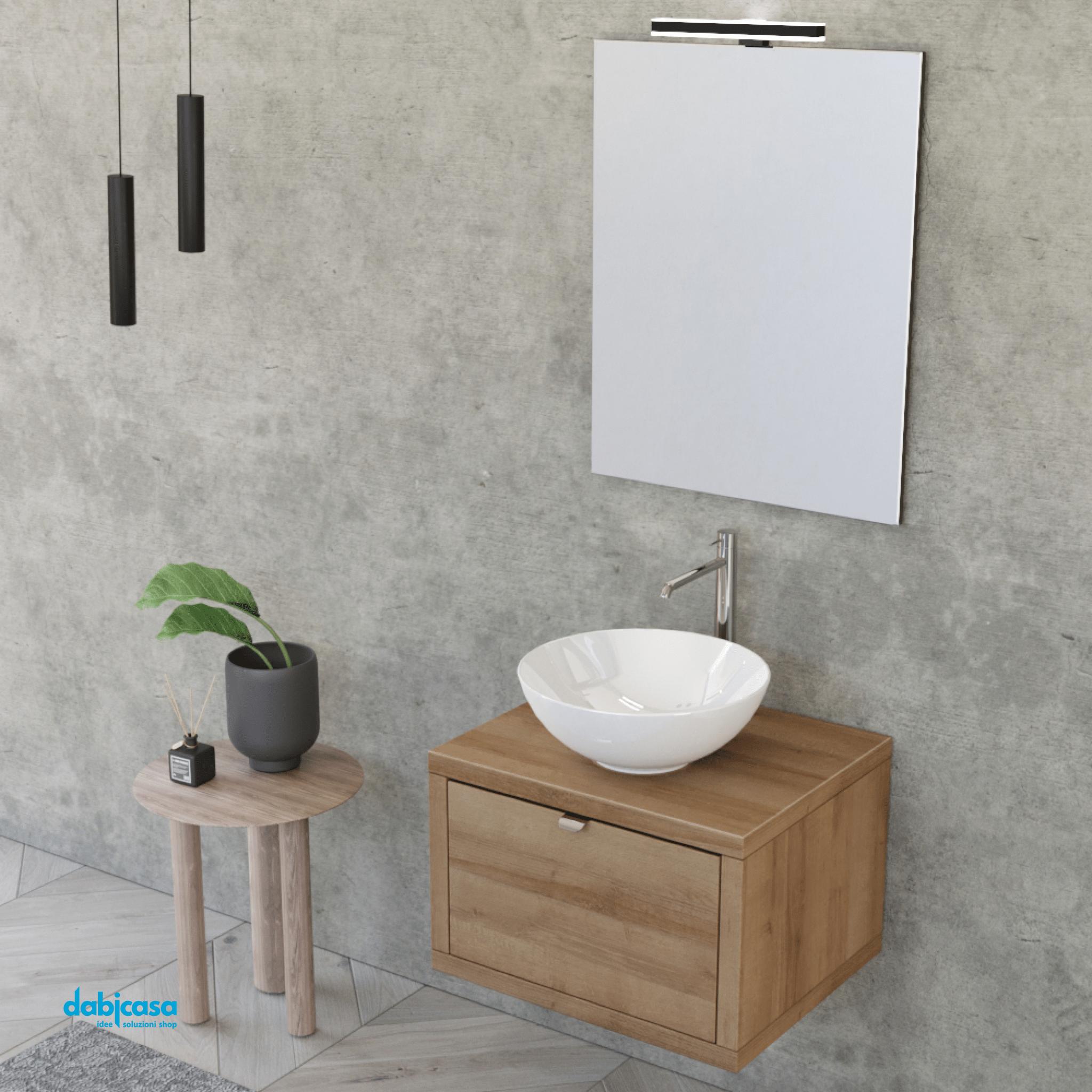 Mobile Bagno Sospeso "Unit one" Da 60 Cm Composto Da Un Cassetto Finitura Rovere Farnia - Dabicasa