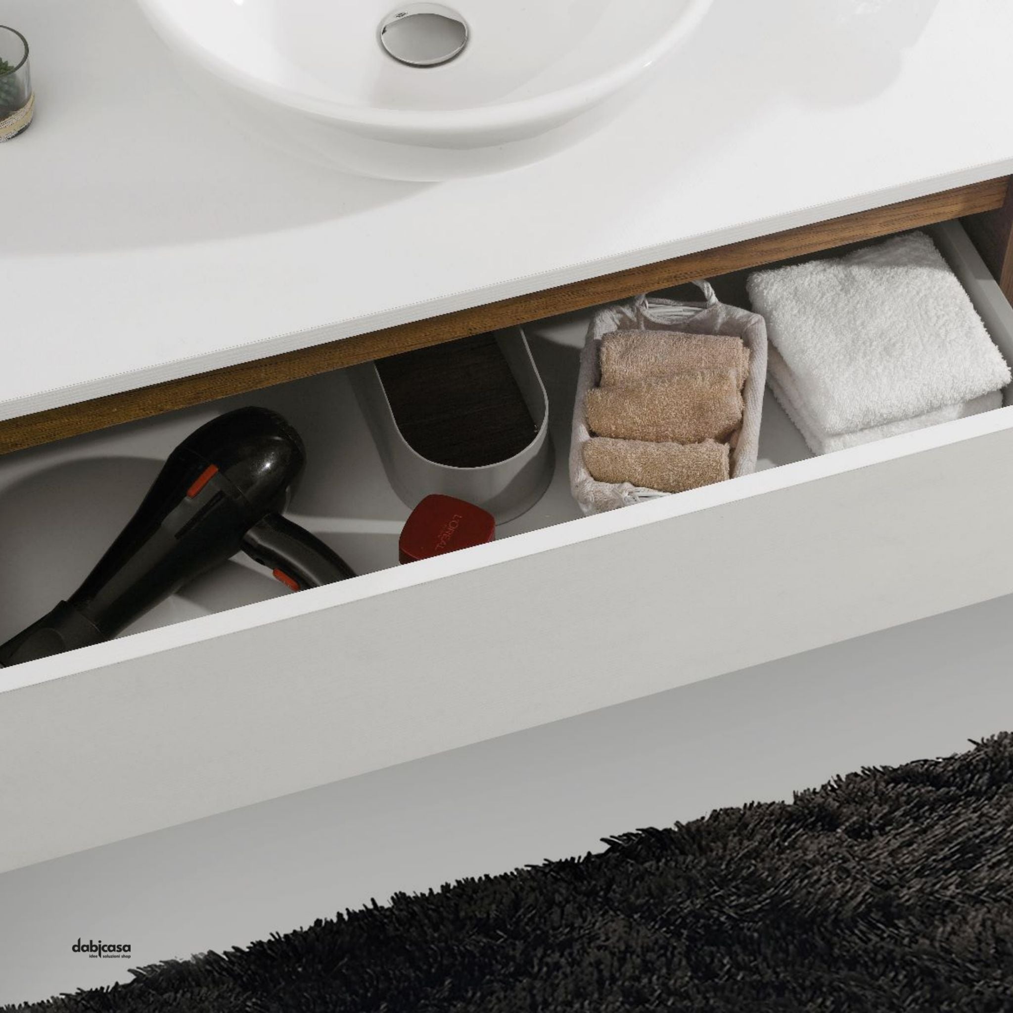 Mobile Bagno Sospeso "Vietri 2" Da 120 cm Composto Da Due Cassetti Doppio Lavabo E Doppio Specchio - Dabicasa