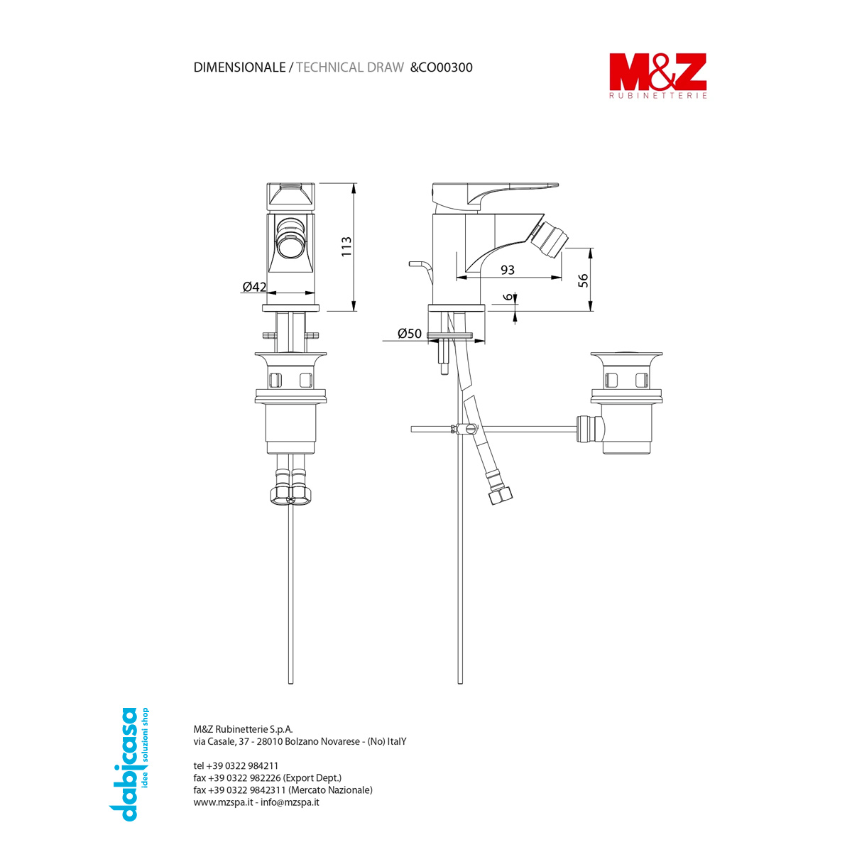 M&z "Eco" Miscelatore Bidet Cromo Lucido C/Scarico Automatico - Dabicasa