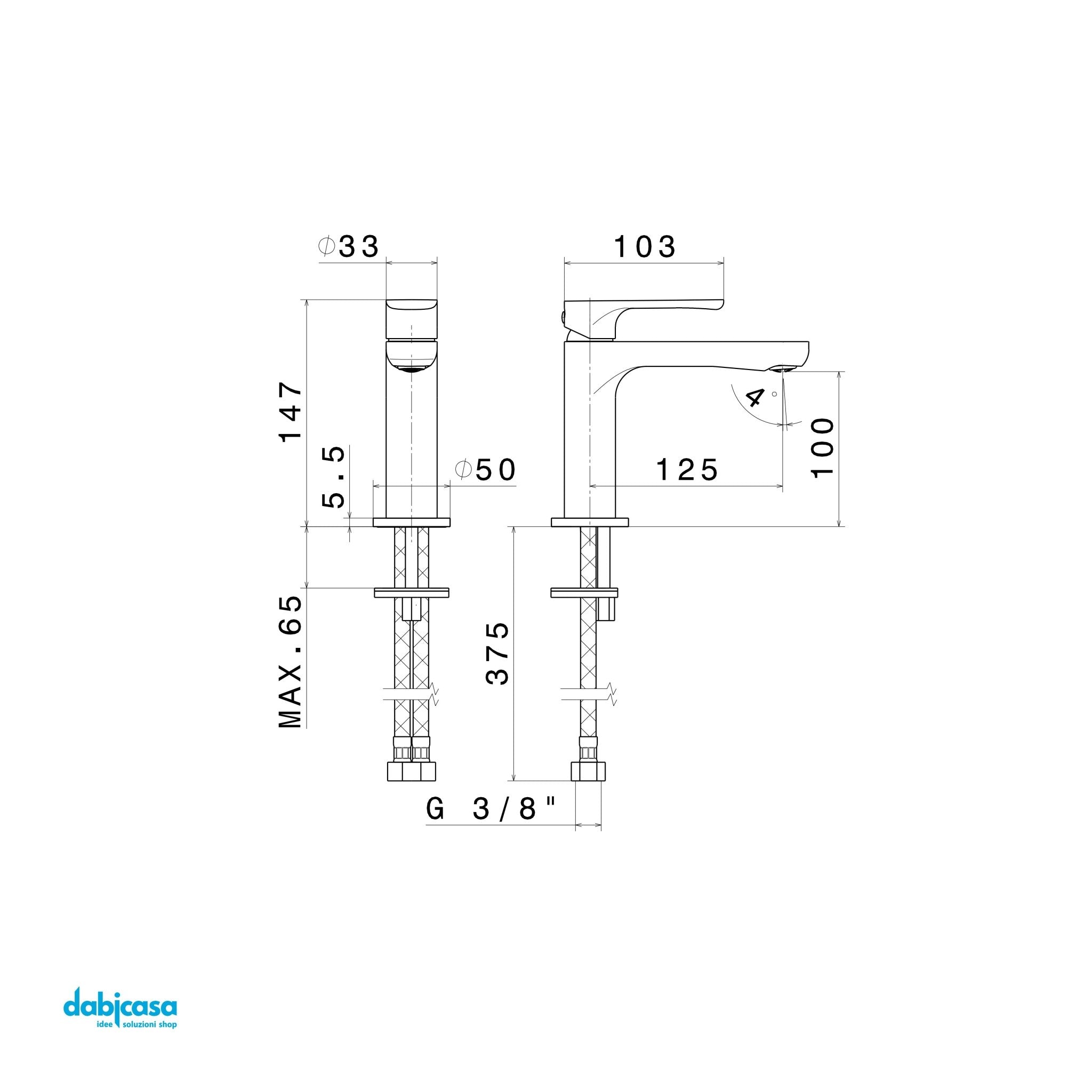 NewForm "Linfa II" Miscelatore Lavabo S/Scarico Automatico Finitura Cromo Lucido - Dabicasa