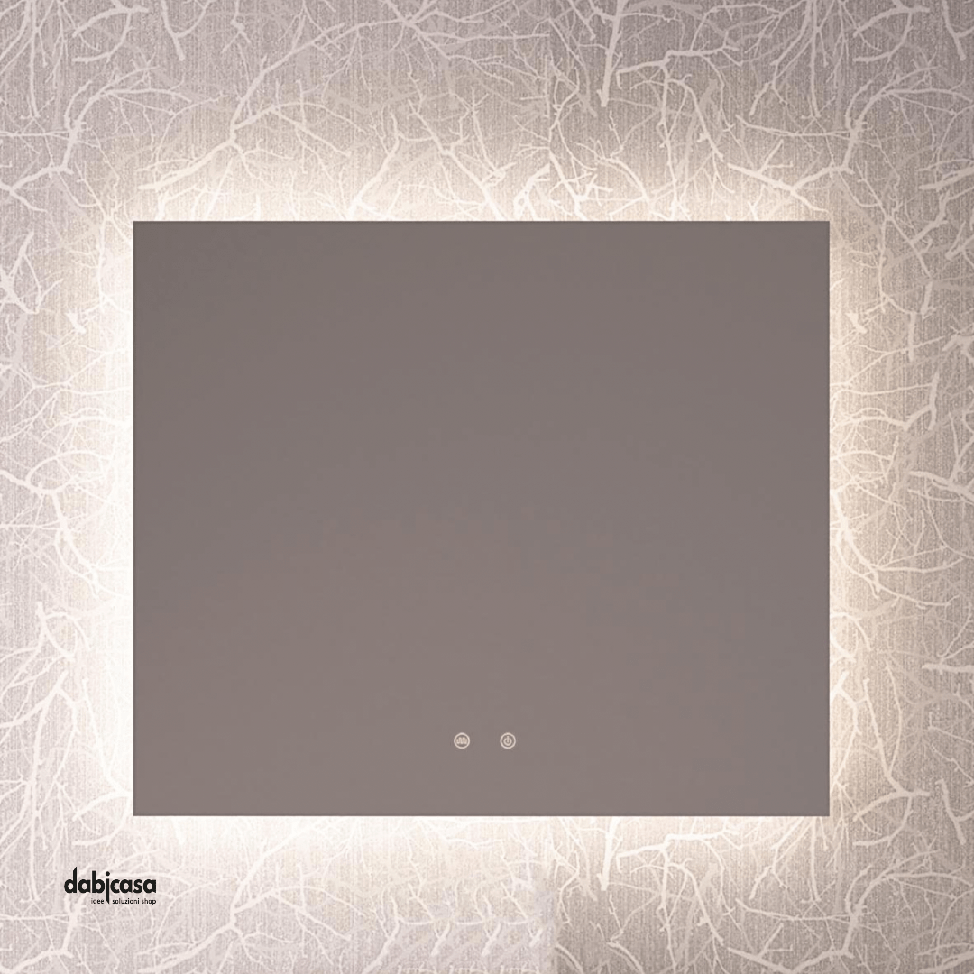 Nofer "Sun" Specchio Quadrato Retroilluminato 80x80 Cm Con Pulsante Touch - Dabicasa