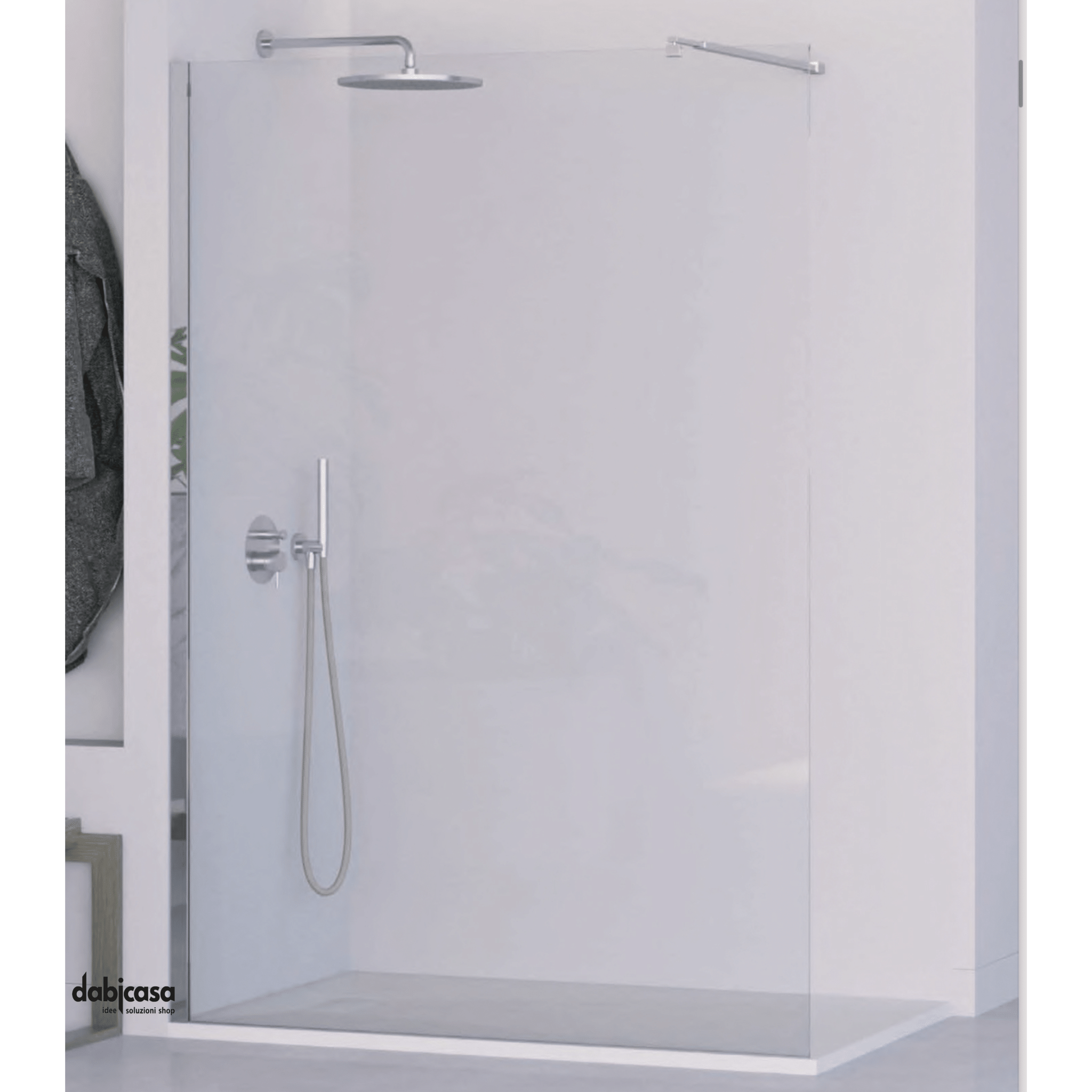 Parete Doccia Walk - In Da 118/120 Cm Cristallo Temperato Trasparente Da 8 mm Profilo Cromo Lucido - Dabicasa