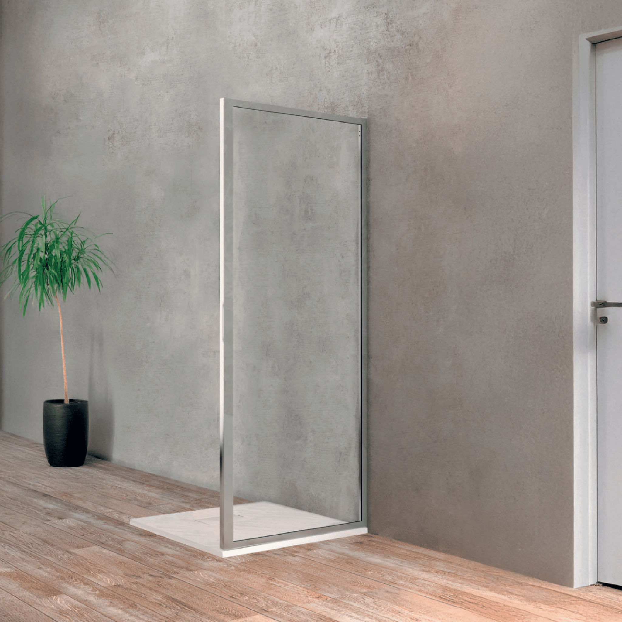 Parete Fissa Per Box Doccia Angolare 80 Cm Ercos "Gold" Cromo Lucido/Vetro Trasparente - Dabicasa