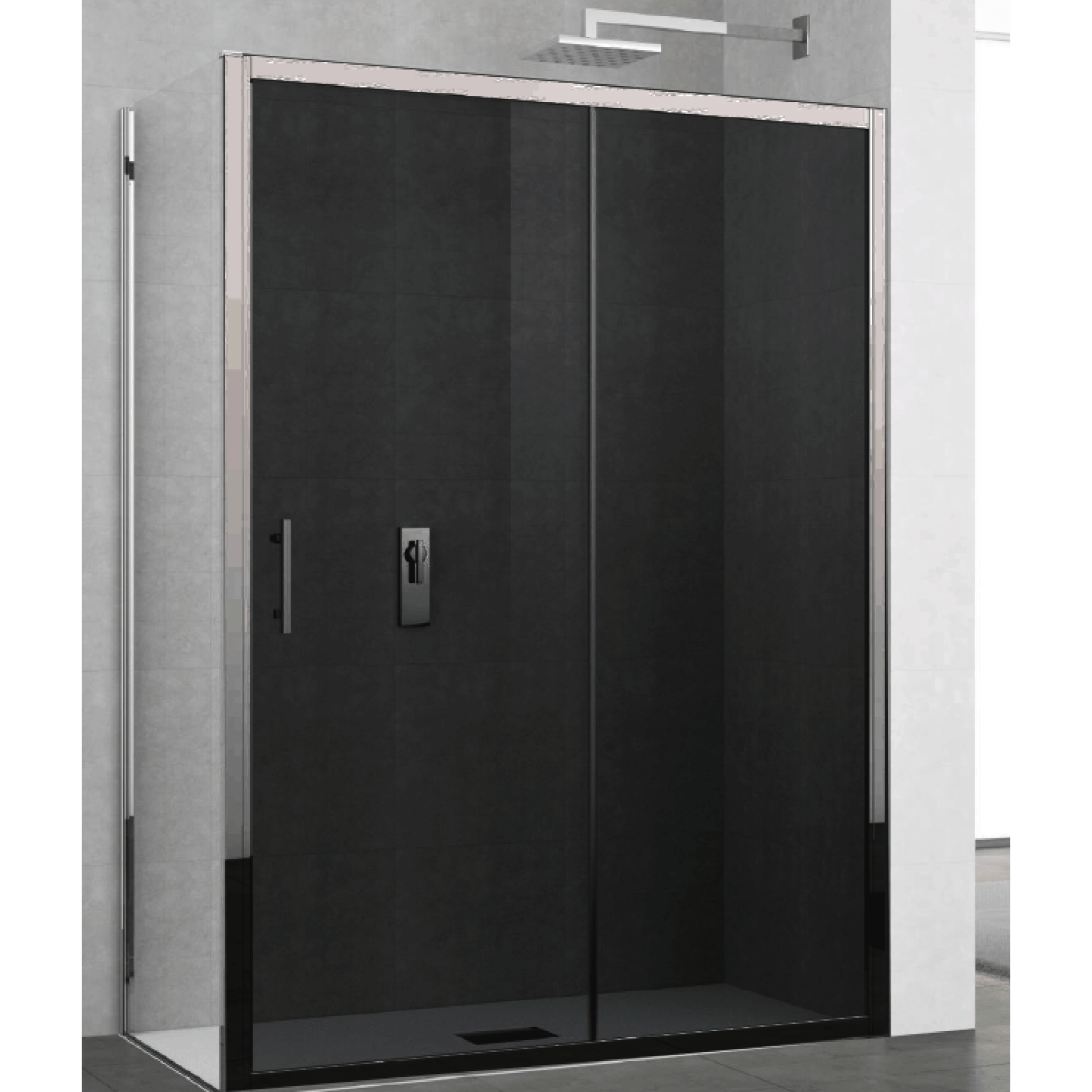 Parete Fissa Per Box Doccia Angolare 80 Cm Novellini "Lyane" Argento Lucido/Vetro Trasparente - Dabicasa