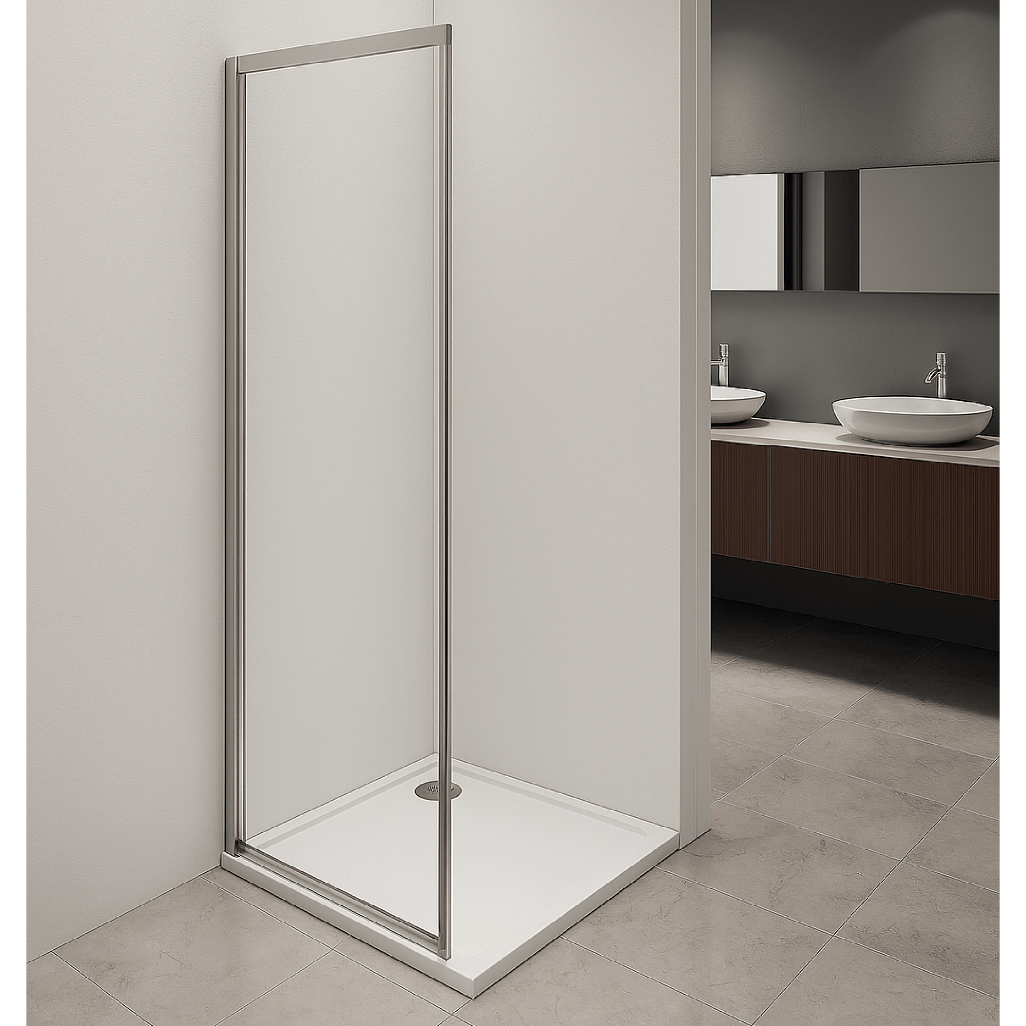 Parete Fissa Per Box Doccia Angolare Est.78 - 80 Cm Giava "Style" Cromo Lucido/Vetro Trasparente - Dabicasa