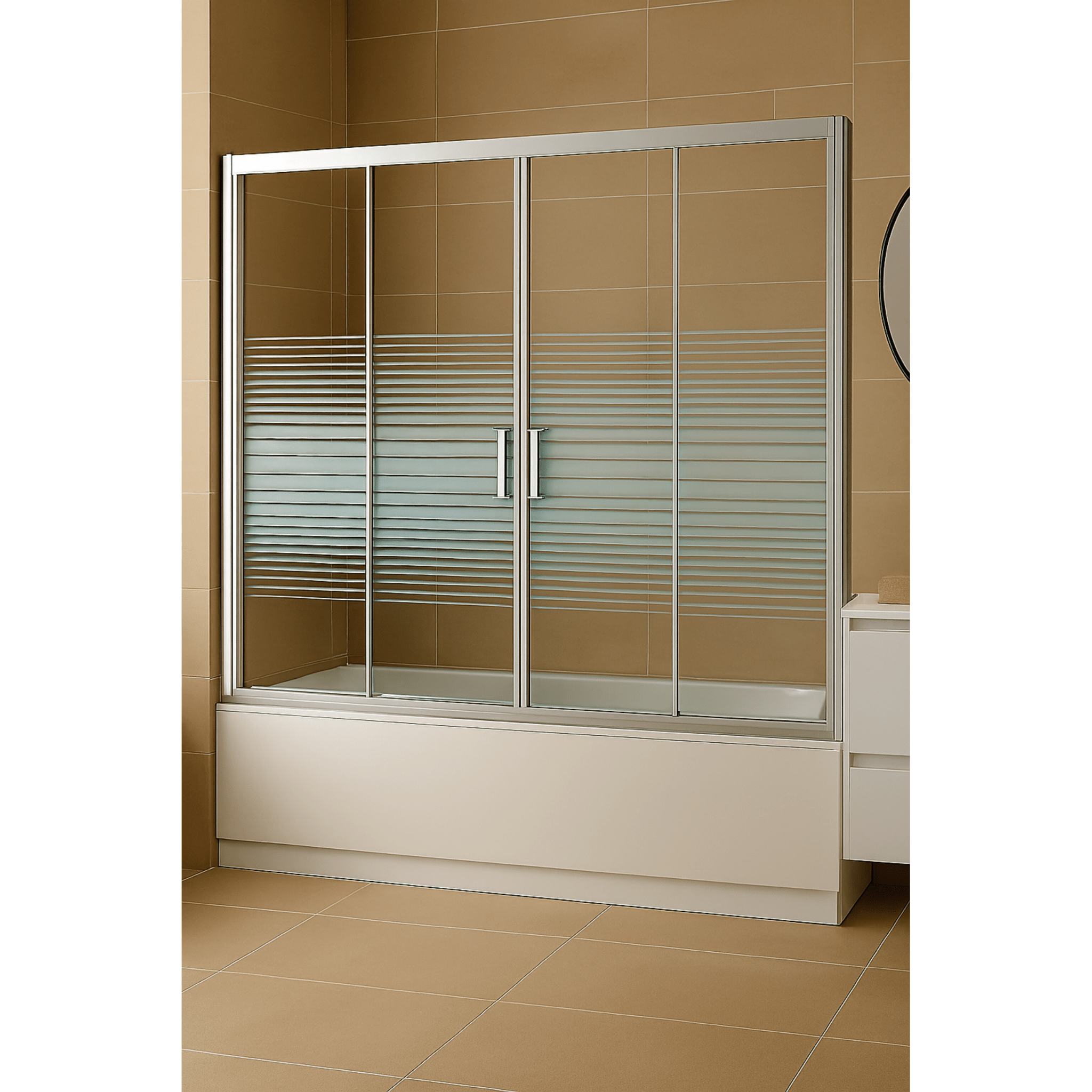 Parete Sopravasca a Due Ante Scorrevoli 180 Cm Giava Argento Lucido/Vetro Laguna - Dabicasa