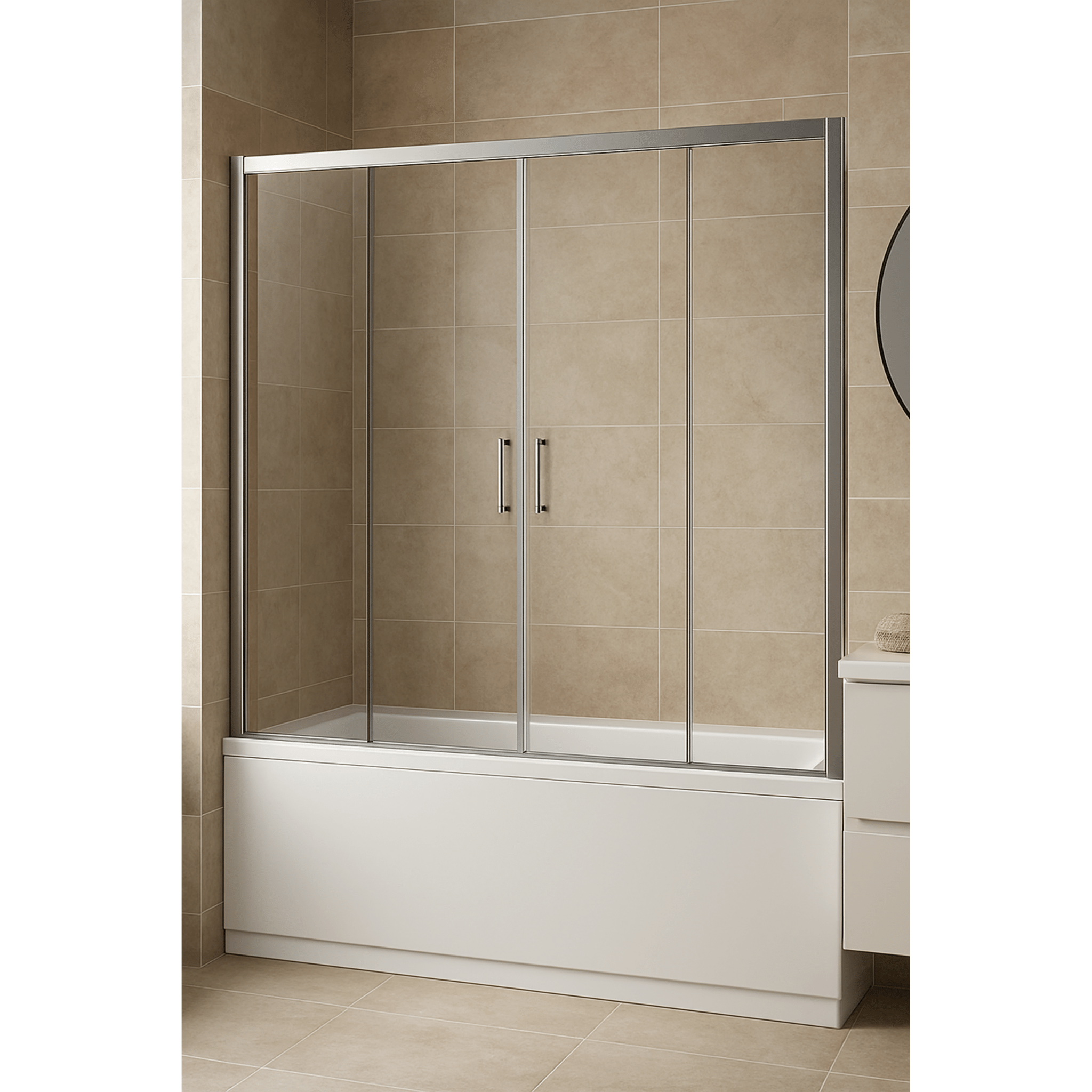 Parete Sopravasca a Due Ante Scorrevoli 180 Cm Giava Argento Lucido/Vetro Trasparente - Dabicasa