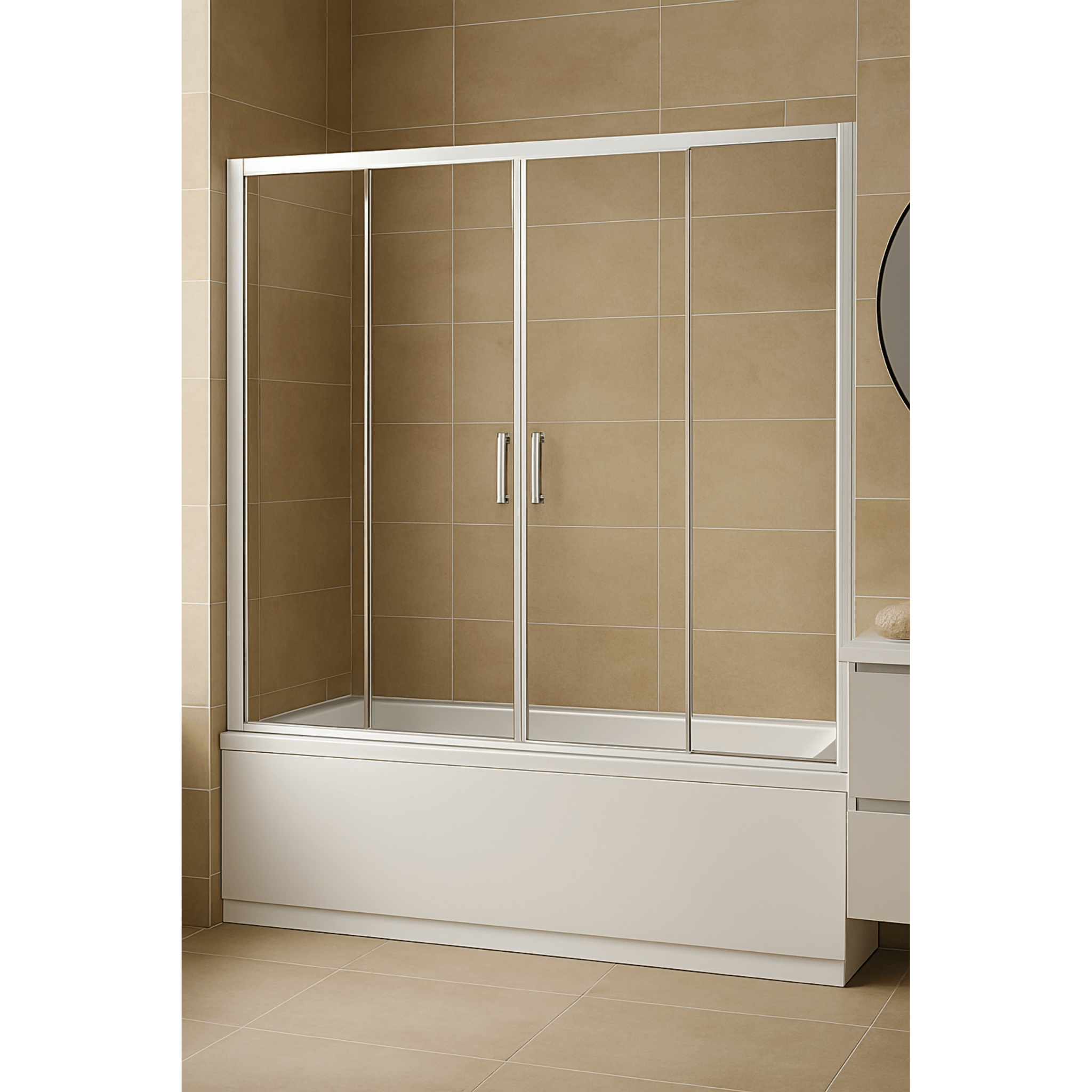 Parete Sopravasca a Due Ante Scorrevoli 180 Cm Giava Bianco/Vetro Trasparente - Dabicasa