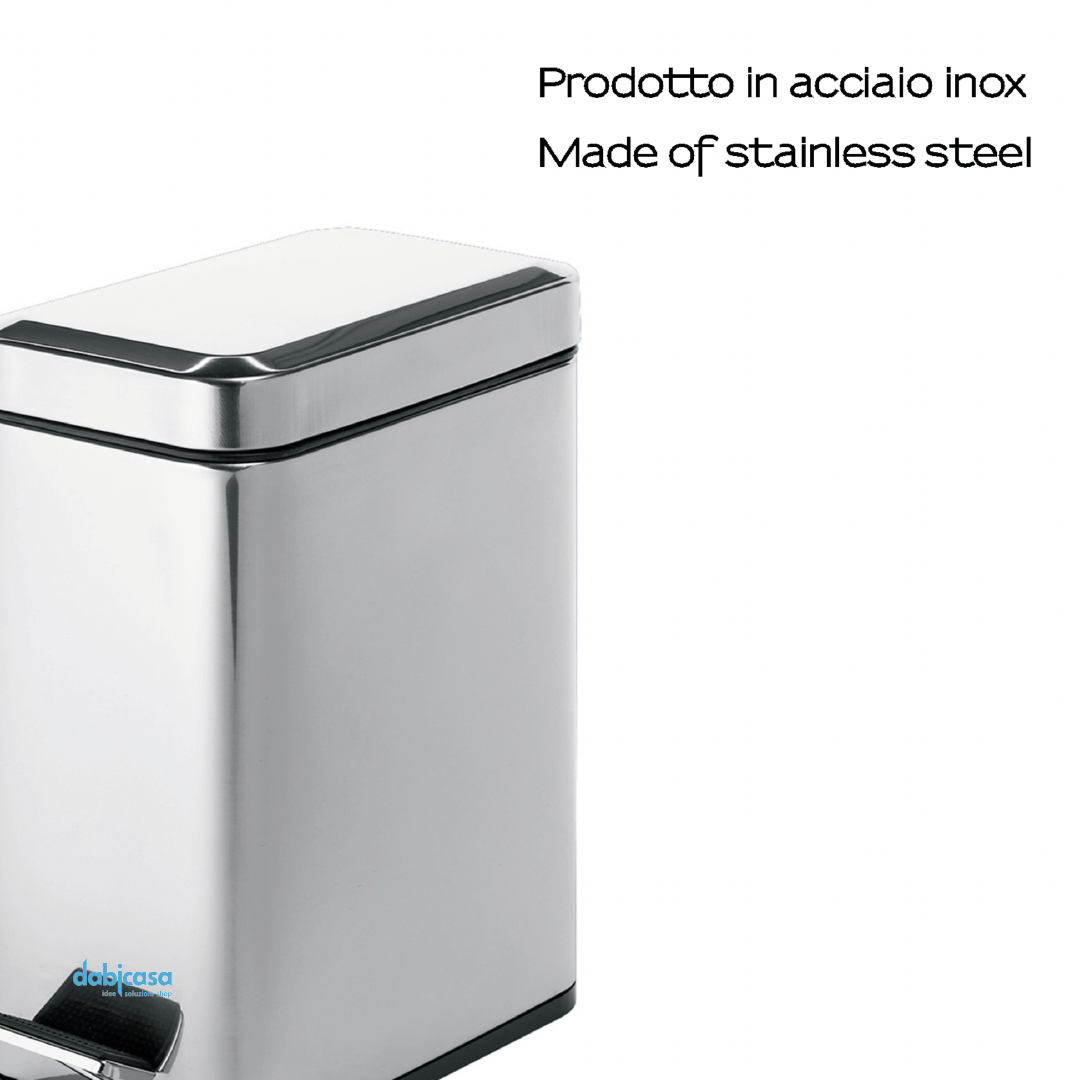 Pattumiera "Argenta" C/Pedale e Contenitore Estraibile Da L 14 Cm In Acciaio Inox Finitura Cromo Lucido 5 Lt - Dabicasa