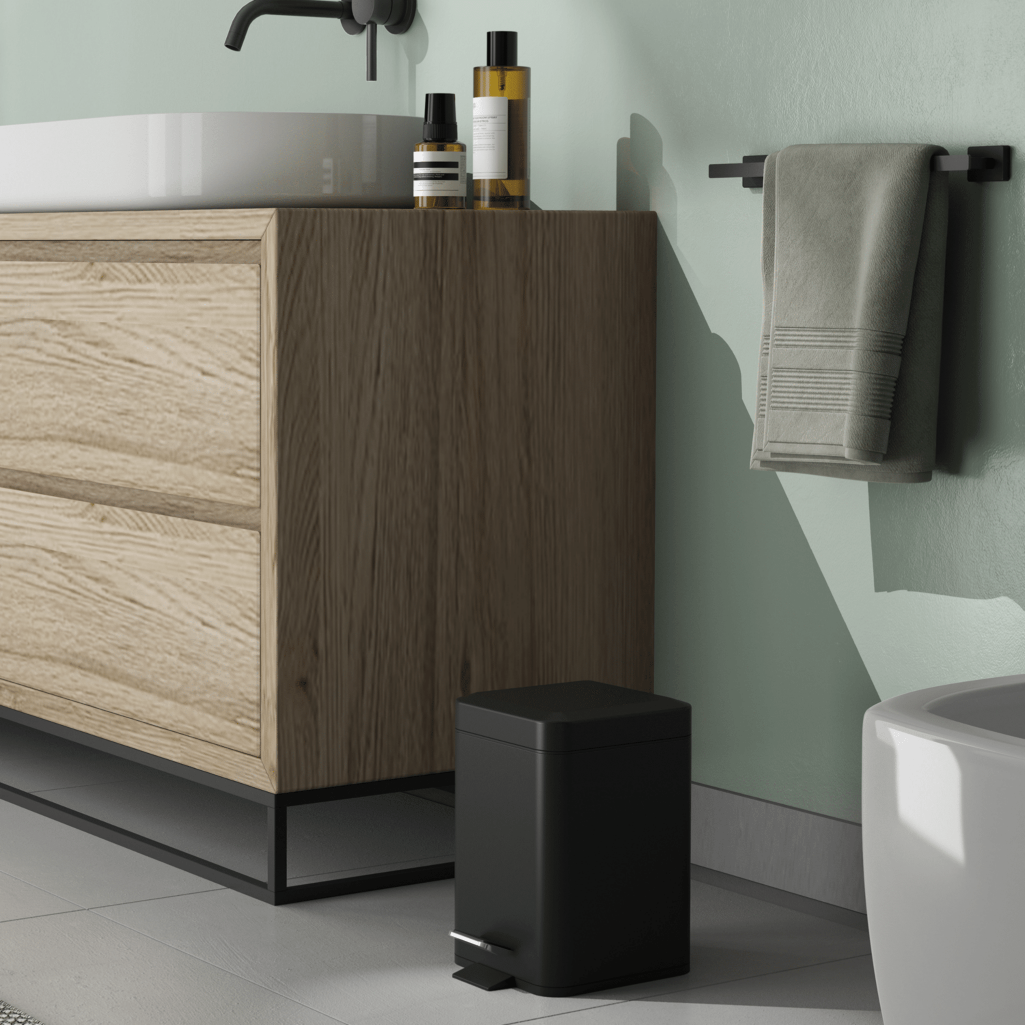 Pattumiera Bagno Con Pedale 5 Lt Gedy "Argenta" Nero Opaco - Dabicasa