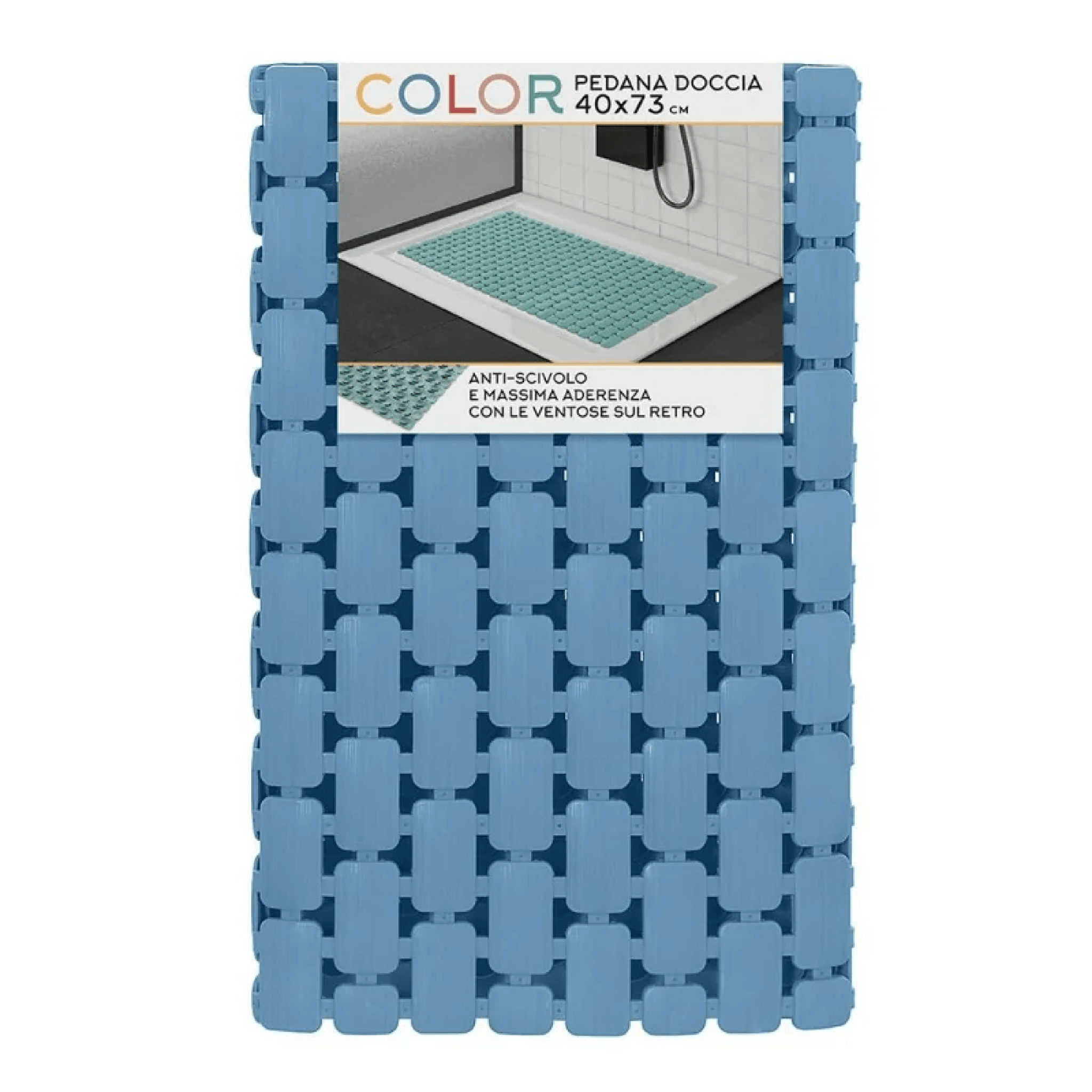 Pedana Doccia Antiscivolo 40x73 Feridras "Color" Blu Pastello - Dabicasa