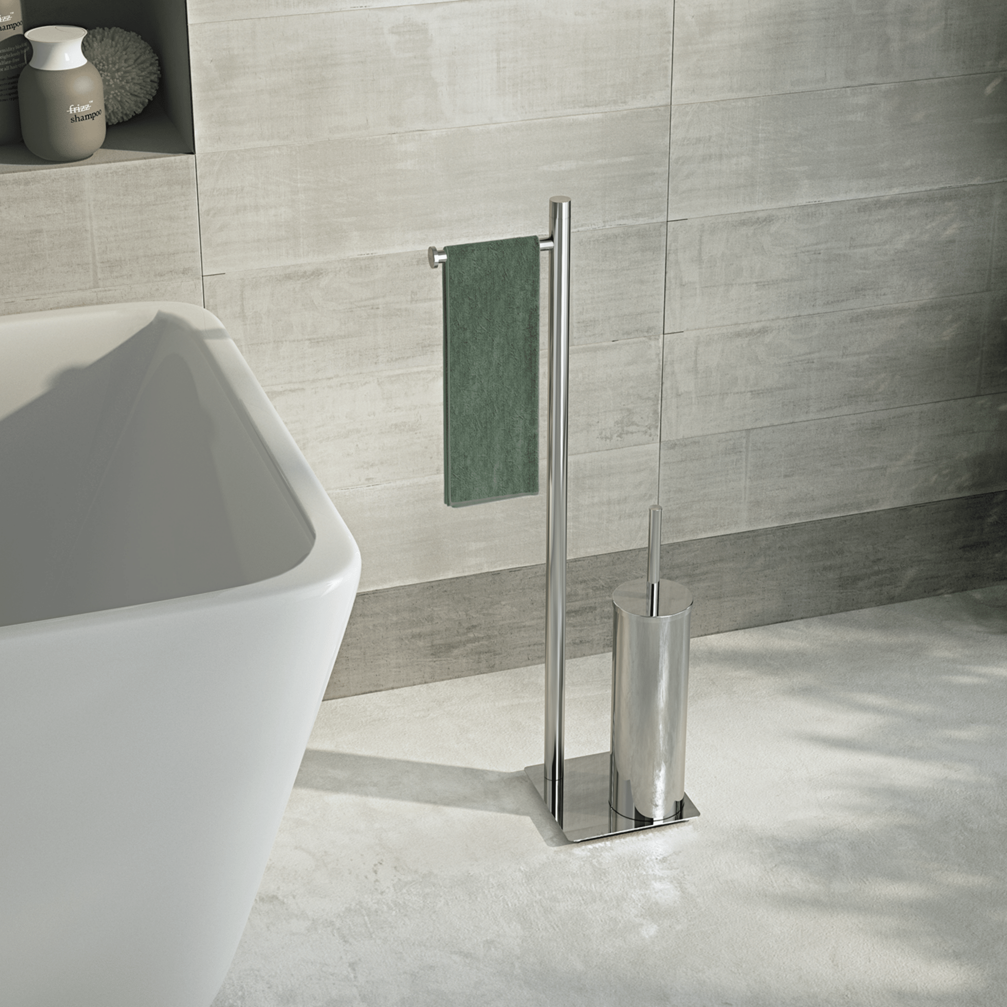 Piantana Portarotolo/Scopino Gedy "Trilly" Inox Spazzolato - Dabicasa