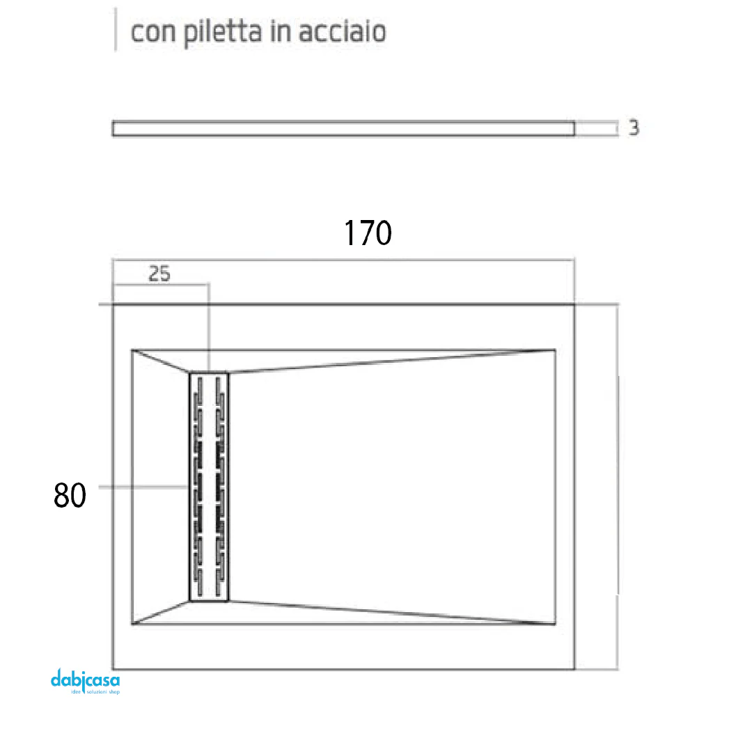 Piatto Doccia 80x170 RelaxDesign "Rive Side Solid" Bianco - Dabicasa