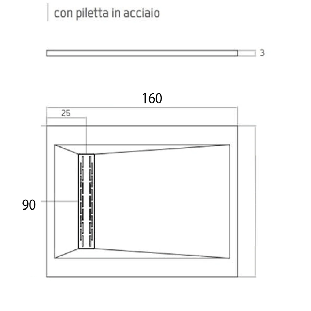 Piatto Doccia 90x160 RelaxDesign "Rive Side Solid" Bianco - Dabicasa