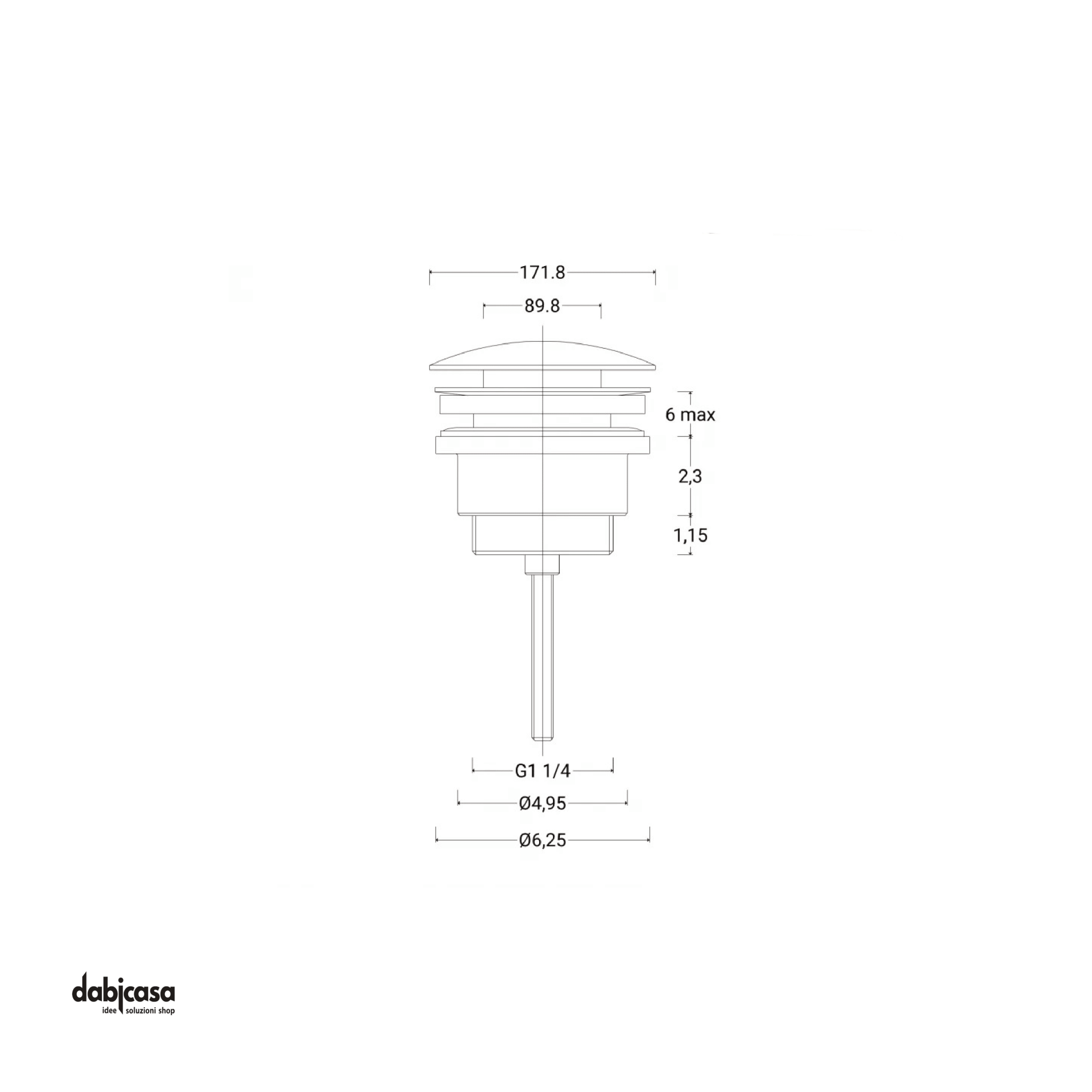 Piletta Click - Clack "Steel" In Acciaio Inox 316L Spazzolato - Dabicasa