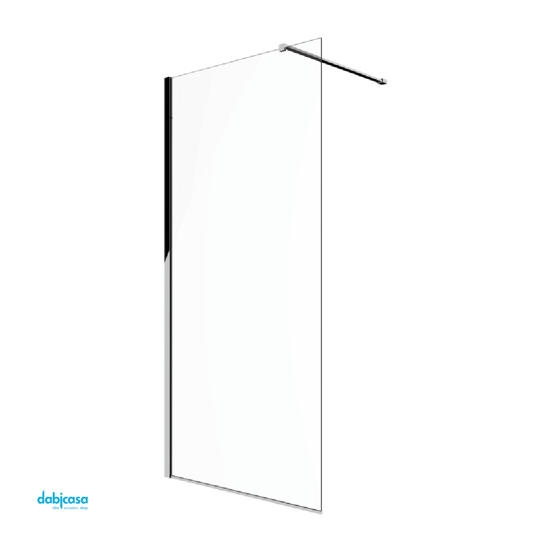 Ponsi Walk - In Da 118 - 120 cm "Rex" Cristallo Temperato Trasparente Da 8 mm Profili Cromo Lucido - Dabicasa