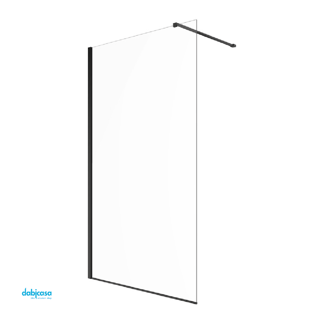 Ponsi Walk - In Da 118 - 120 cm "Rex" Cristallo Temperato Trasparente Da 8 mm Profili Nero Opaco - Dabicasa