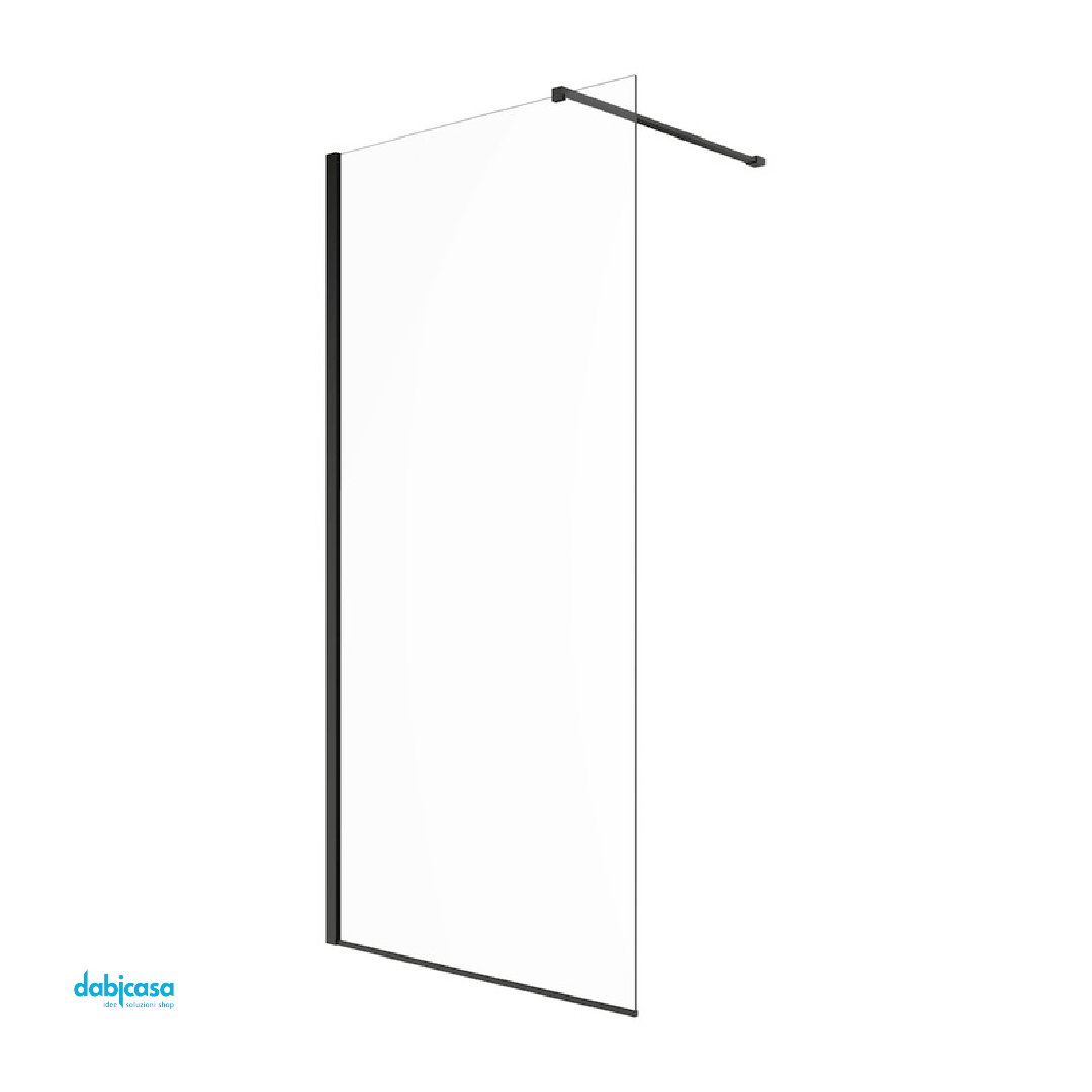 Ponsi Walk - In Da 98 - 100 cm "Rex" Cristallo Temperato Trasparente Da 8 mm Profili Nero Opaco - Dabicasa