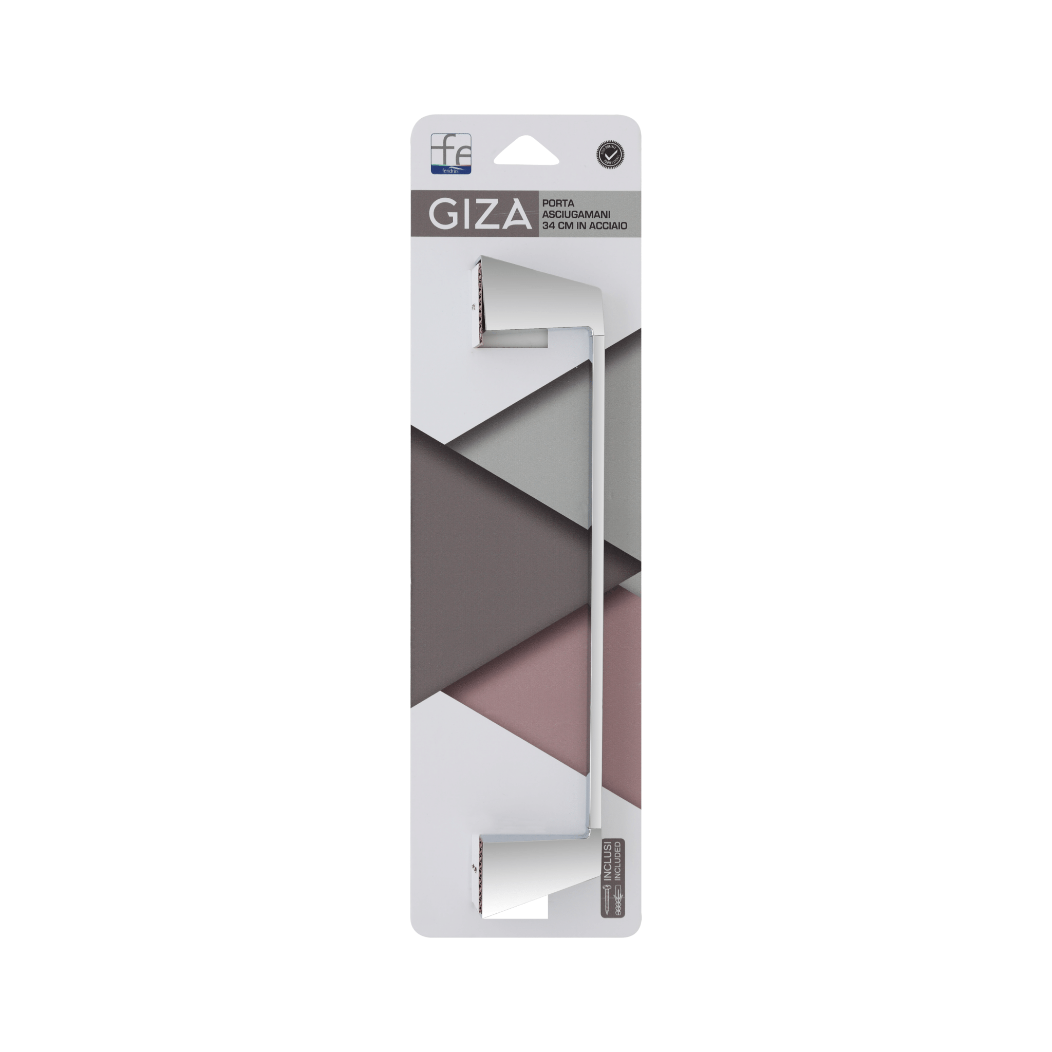 Porta Asciugamani a Parete 34 Cm Feridras "Giza" Cromo Lucido - Dabicasa