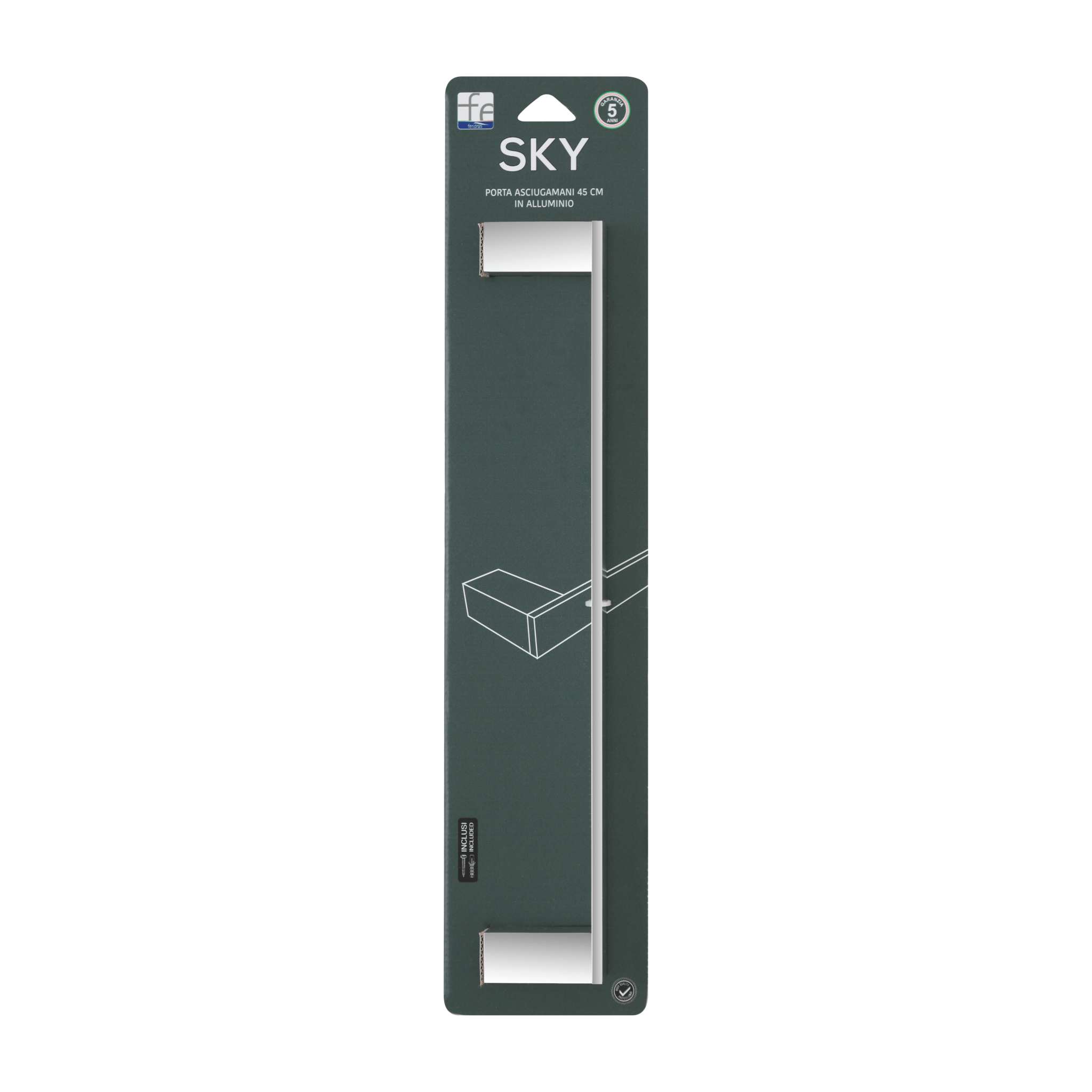 Porta Asciugamani a Parete 45 Cm Feridras "Sky" Argento - Dabicasa