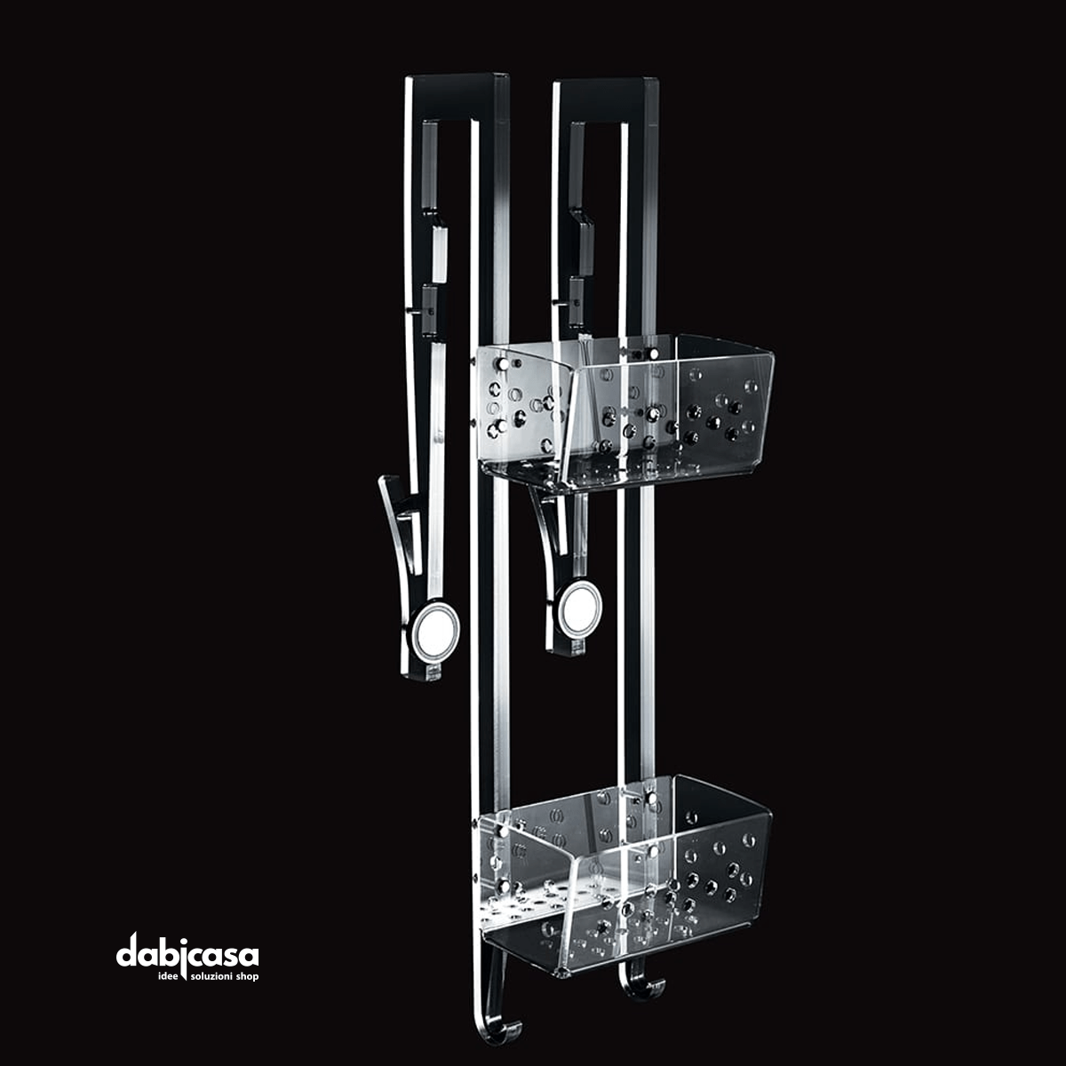 Portaoggetti Tlbath Serie "For Box" 2 Piani Con Gancio e Magnete Chrome L.210 - Dabicasa