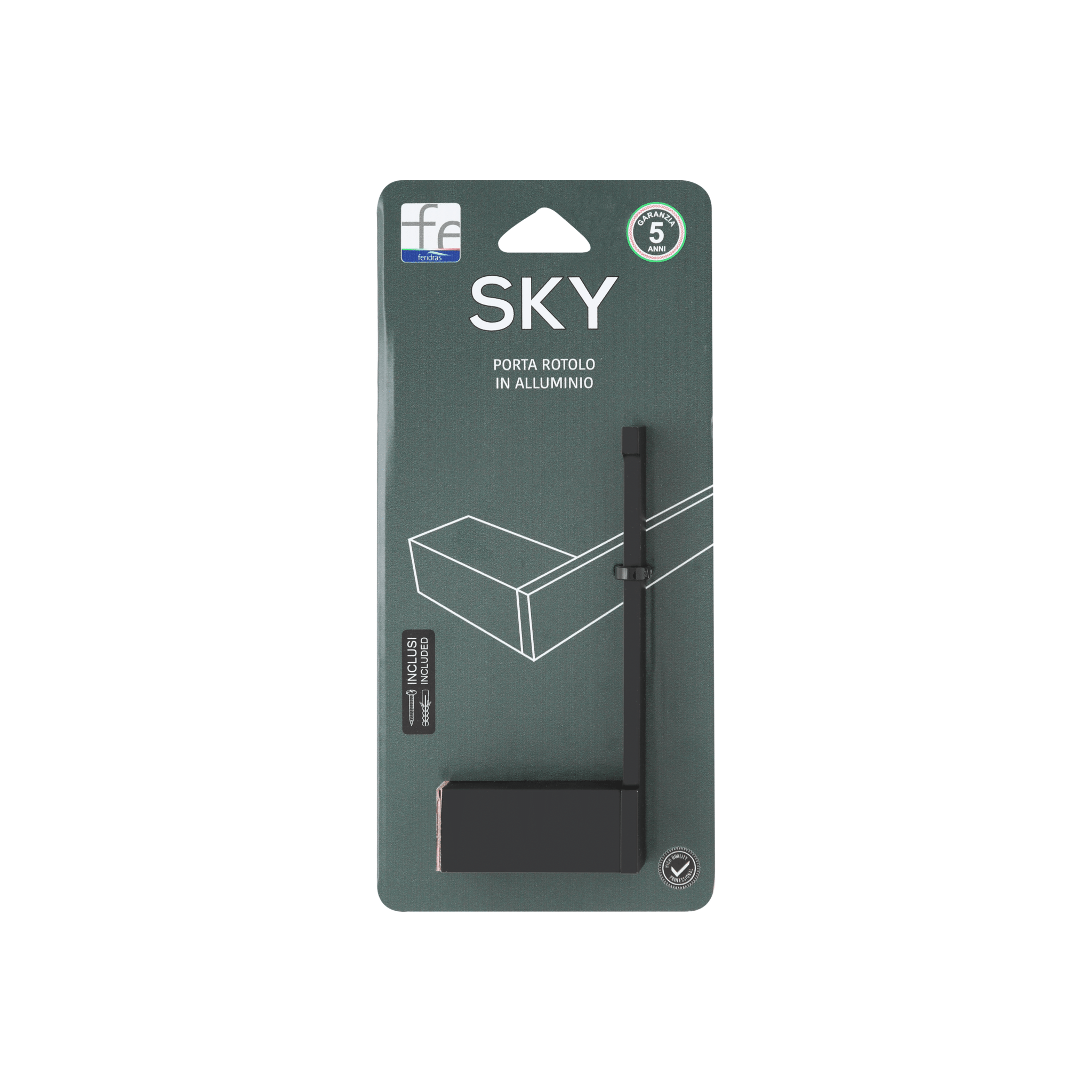 Portarotolo a Parete Feridras "Sky" Nero Opaco - Dabicasa