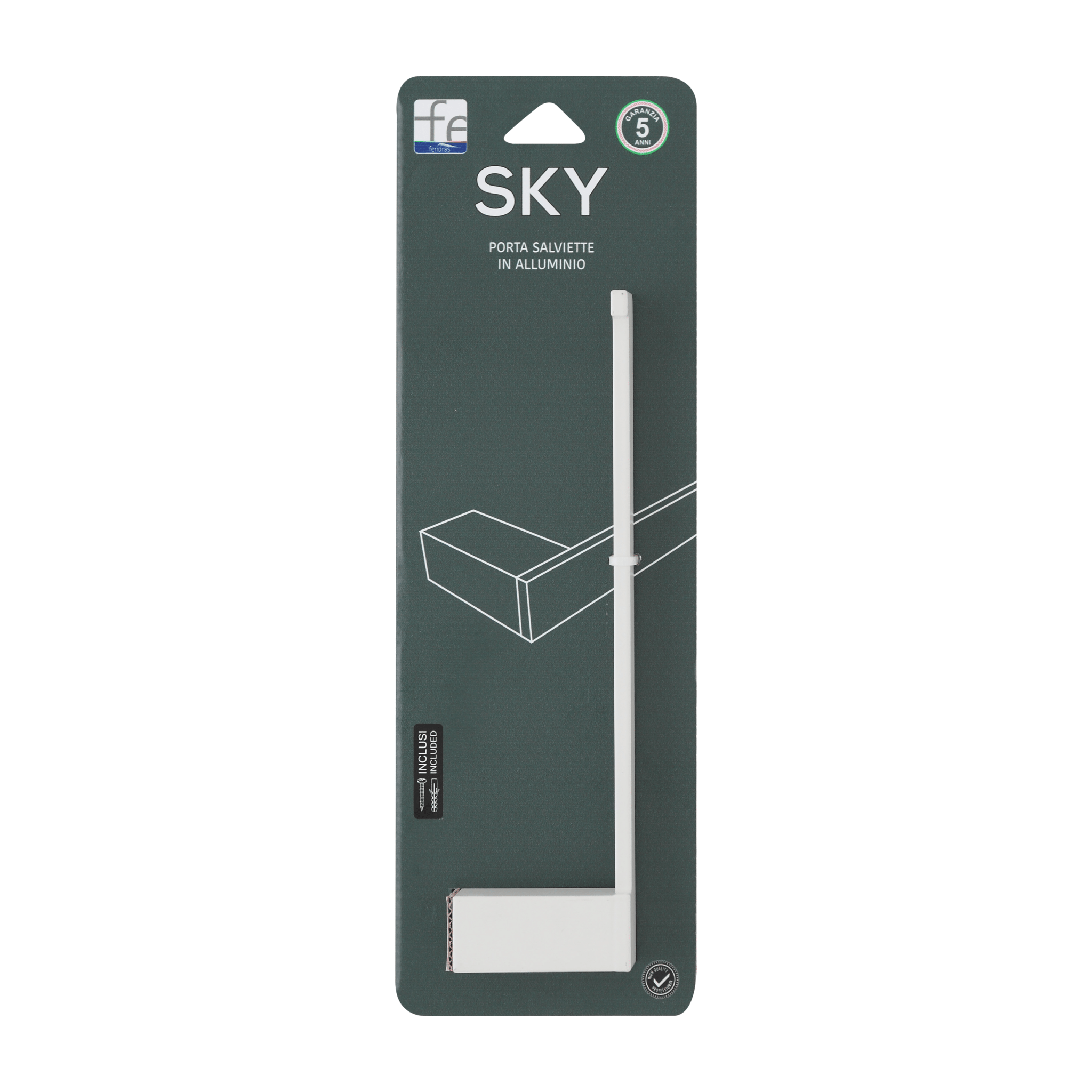 Portasalviette a Parete Feridras "Sky" Bianco Opaco - Dabicasa
