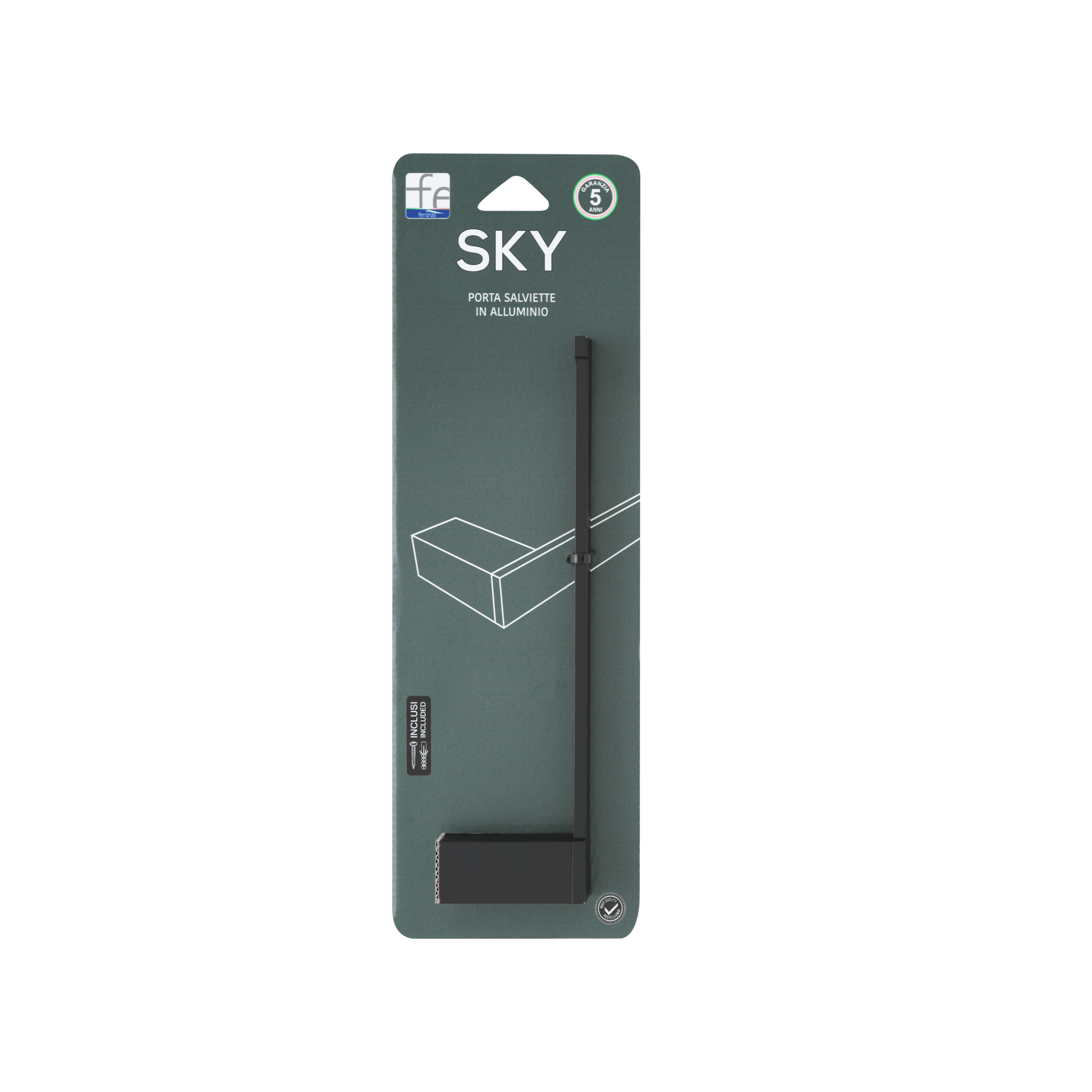 Portasalviette a Parete Feridras "Sky" Nero Opaco - Dabicasa