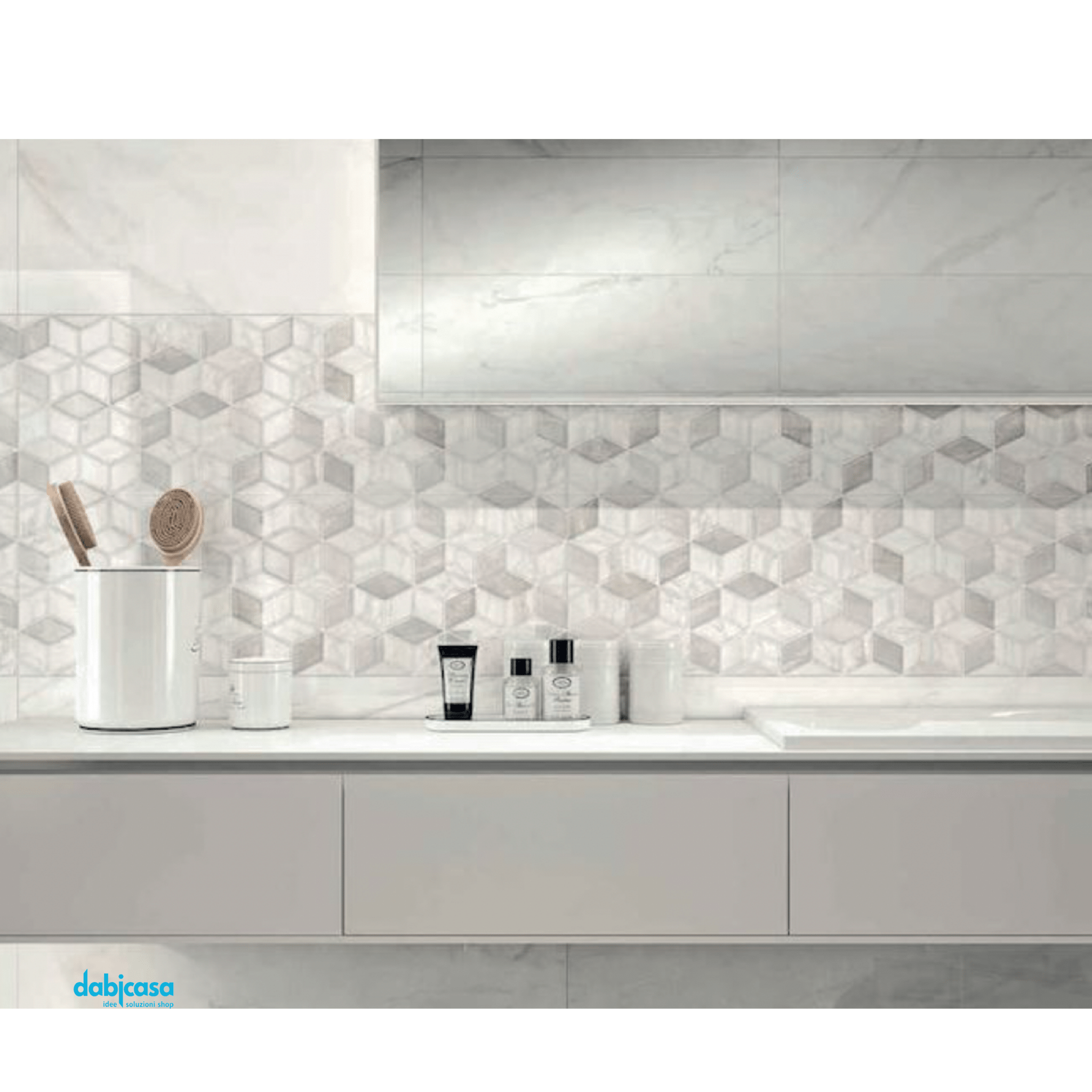 Ragno "Imperiale" Decoro Tangram Travertino Crema Rett. 30x90 - Dabicasa