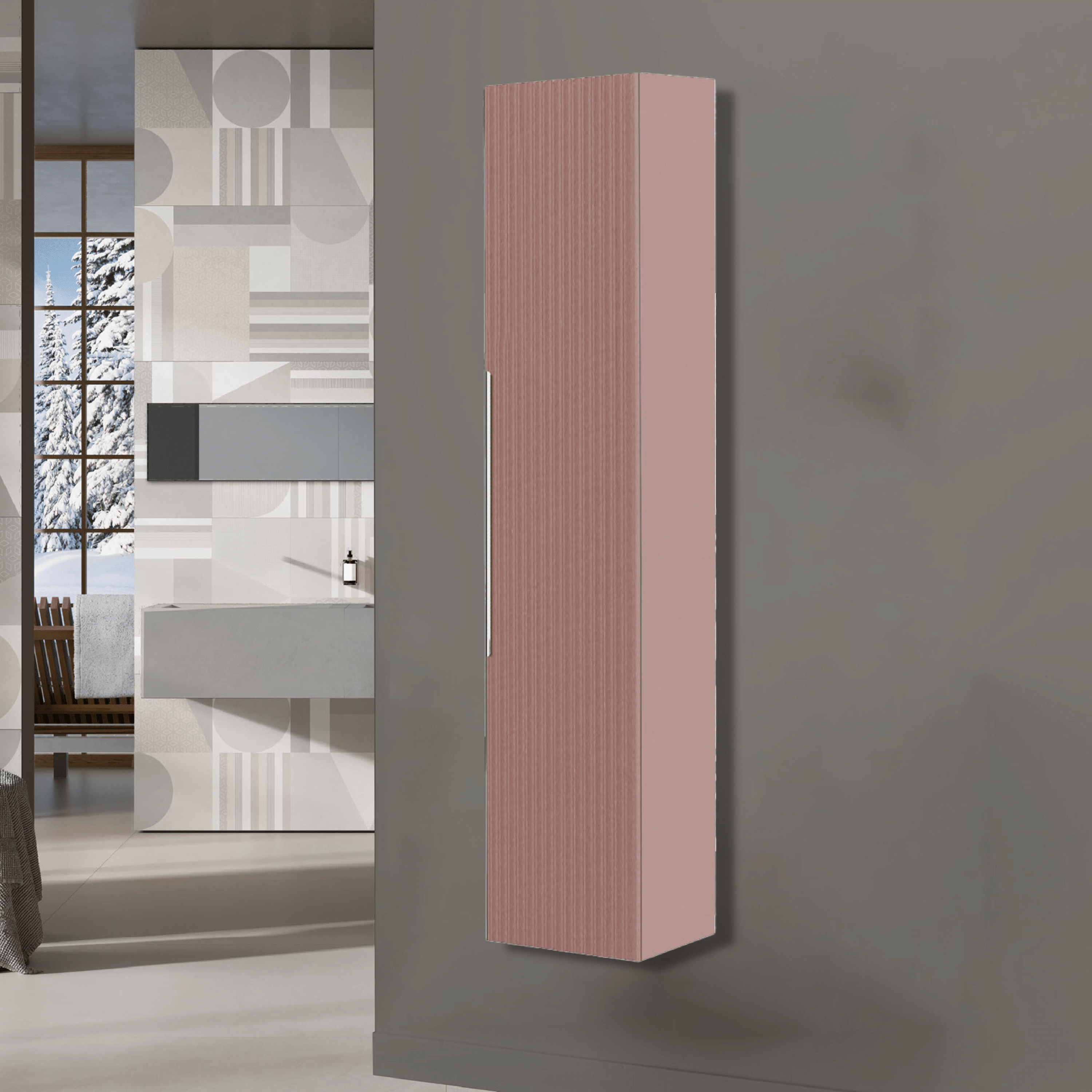 Pensile Portaoggetti Cannettato 150 Cm Un'Anta Feridras "Burano" Rosa