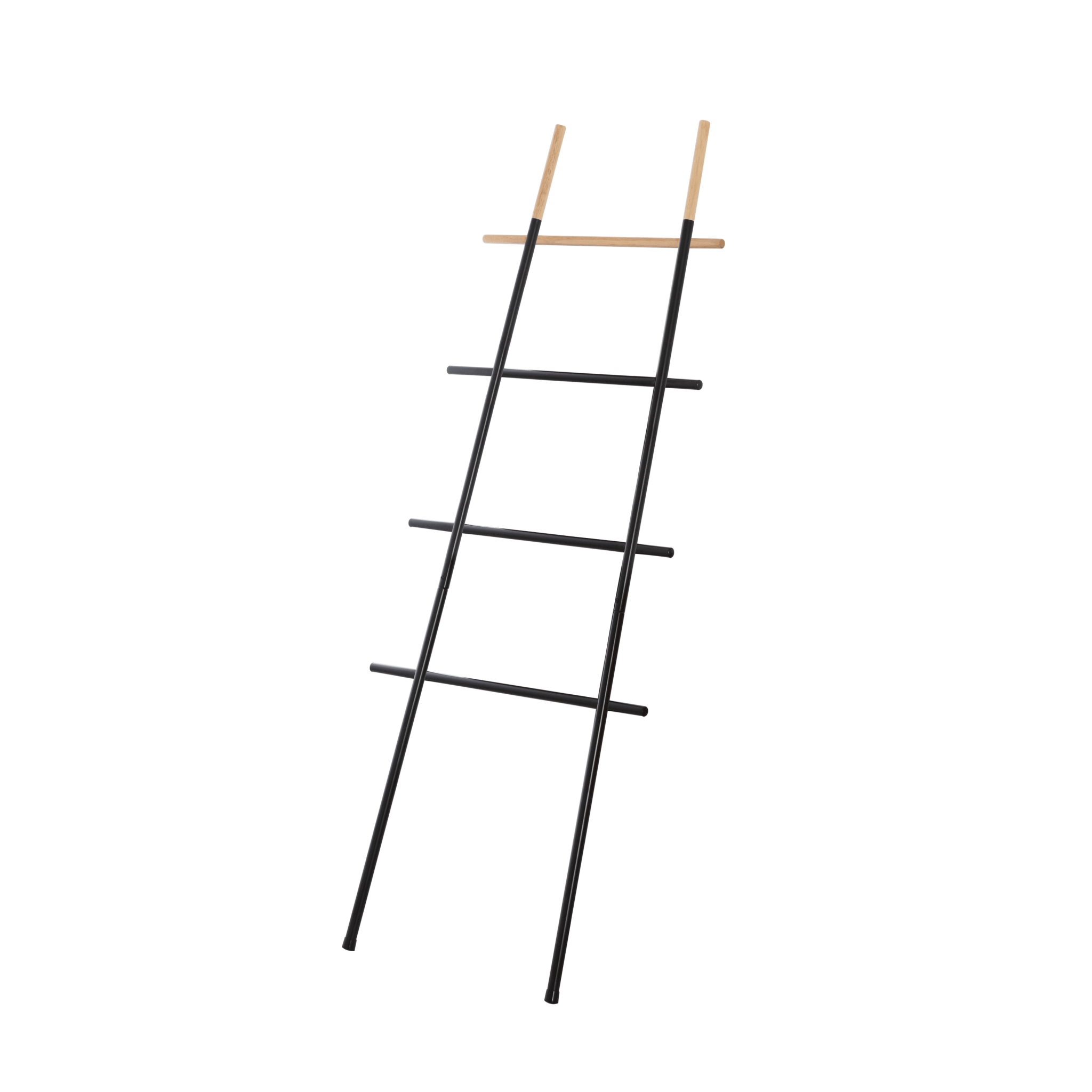 Scala Portasciugamani 170 Cm Quattro Barre Feridras Nero Con Inserti In Legno - Dabicasa
