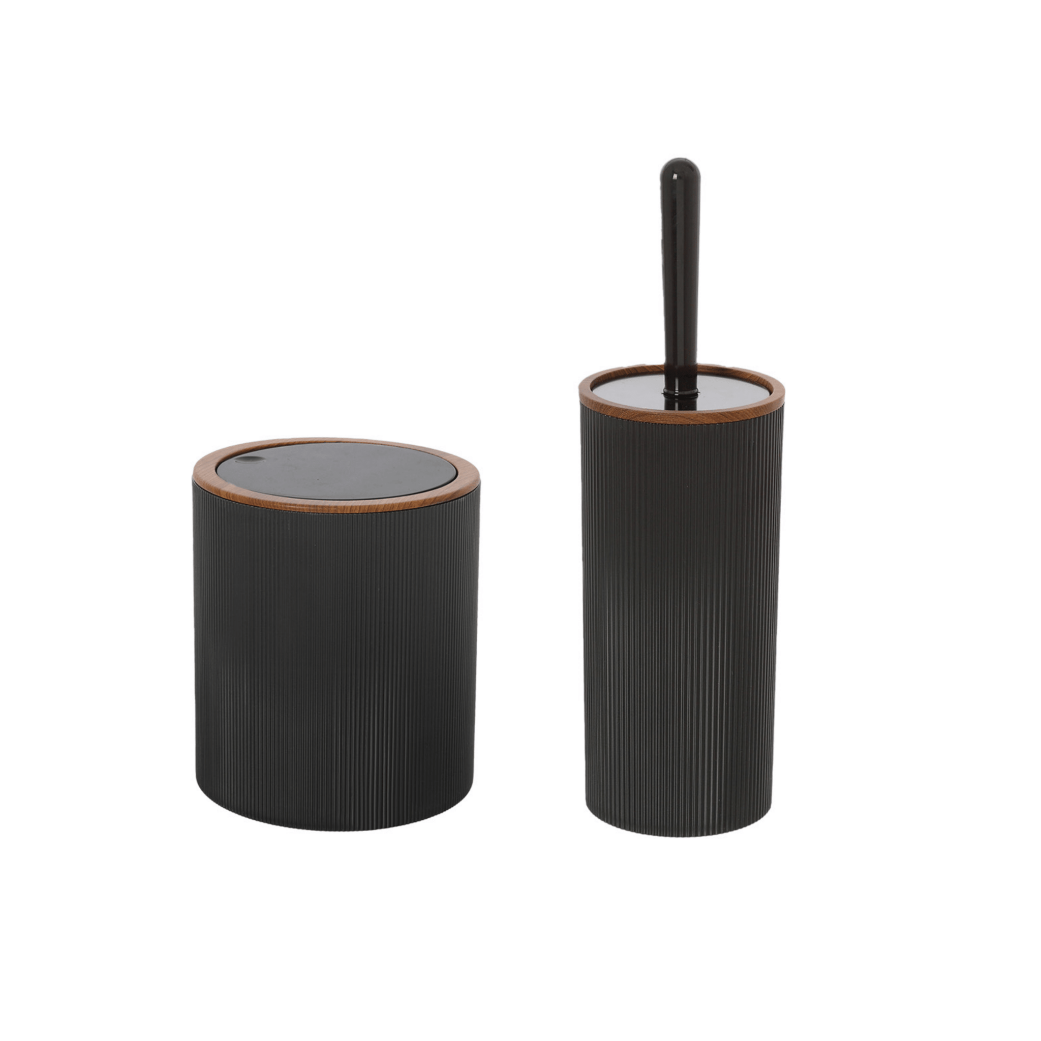 Set 2 Accessori D'Appoggio Feridras "London" Nero/Legno - Dabicasa