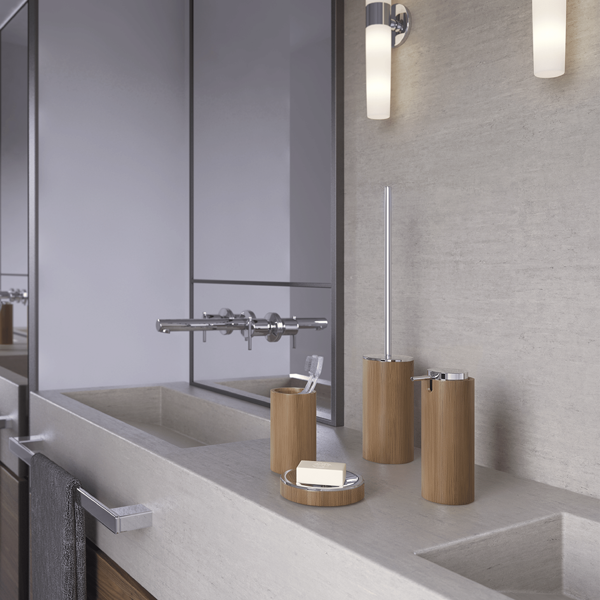 Set 4 Accessori D'Appoggio Gedy "Altea" Naturale - Dabicasa